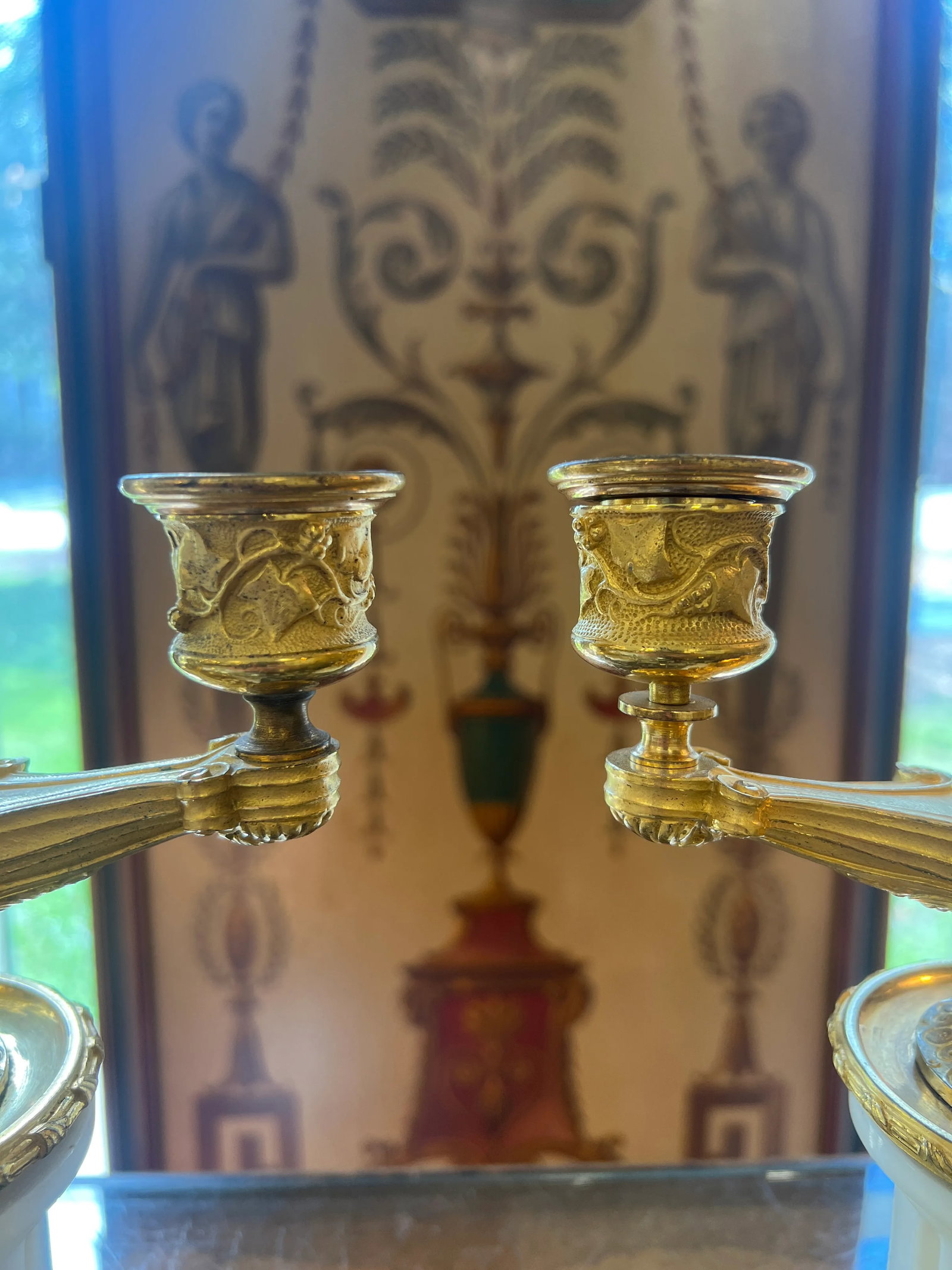 Pair, 19th Century Grand Tour Gilt Bronze & White Marble Candelabras - 4