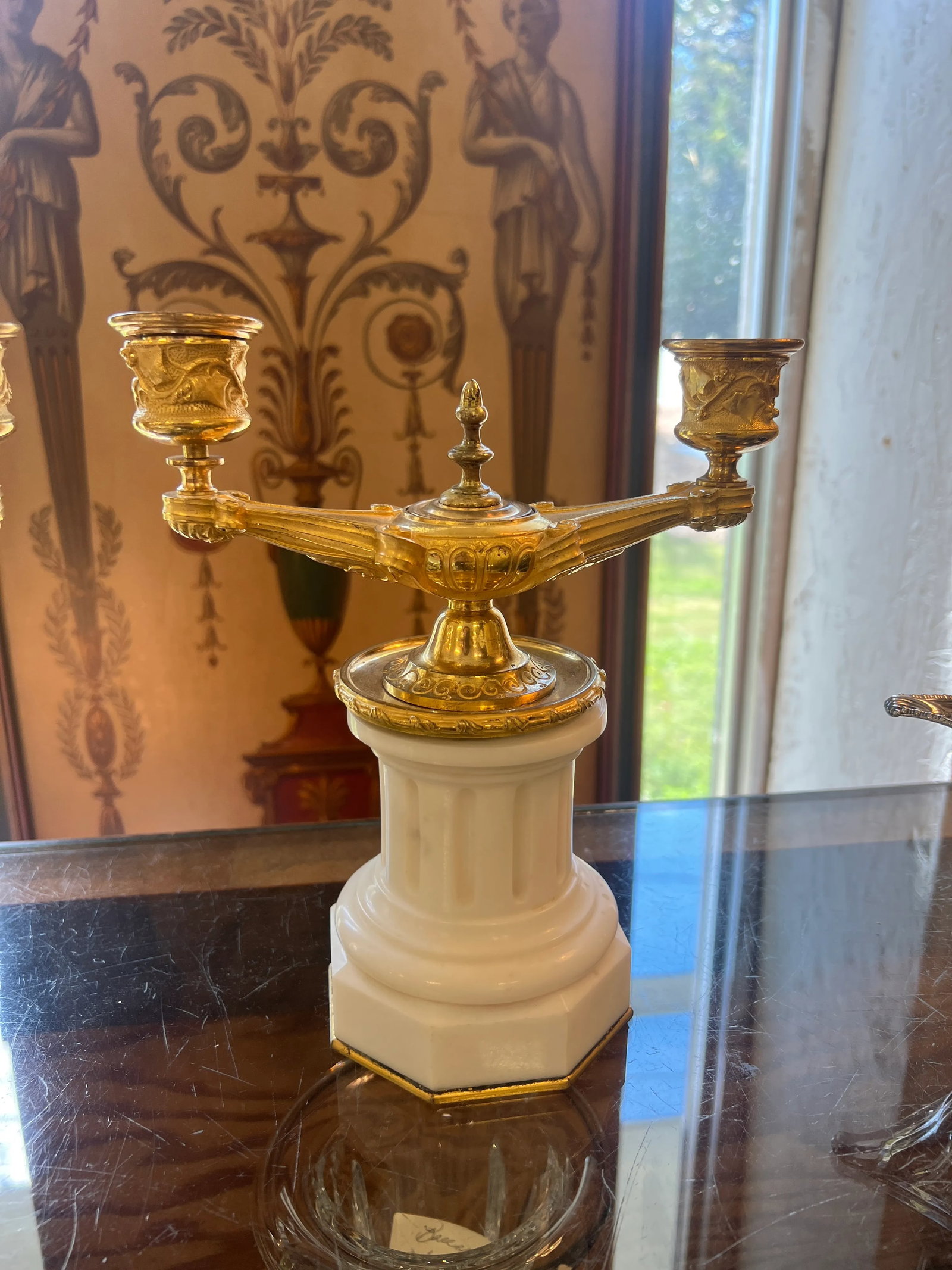 Pair, 19th Century Grand Tour Gilt Bronze & White Marble Candelabras - 5