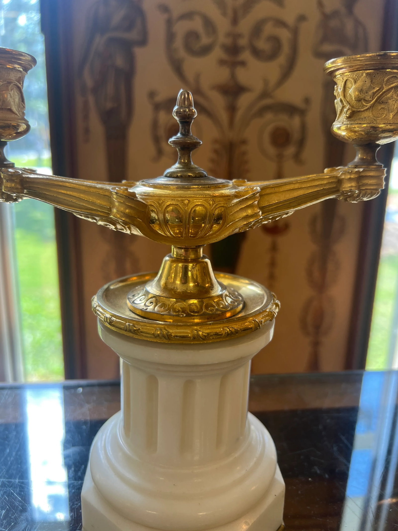 Pair, 19th Century Grand Tour Gilt Bronze & White Marble Candelabras - 6