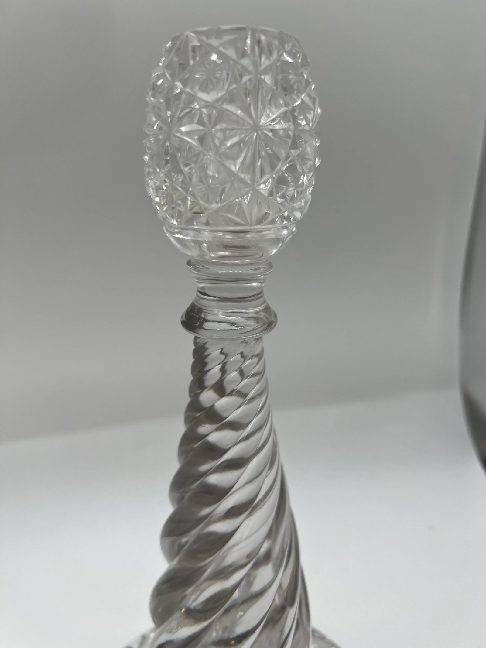 Pair, American Brilliant Period Cut Glass Russian & Swirl Pattern Candlesticks - 6