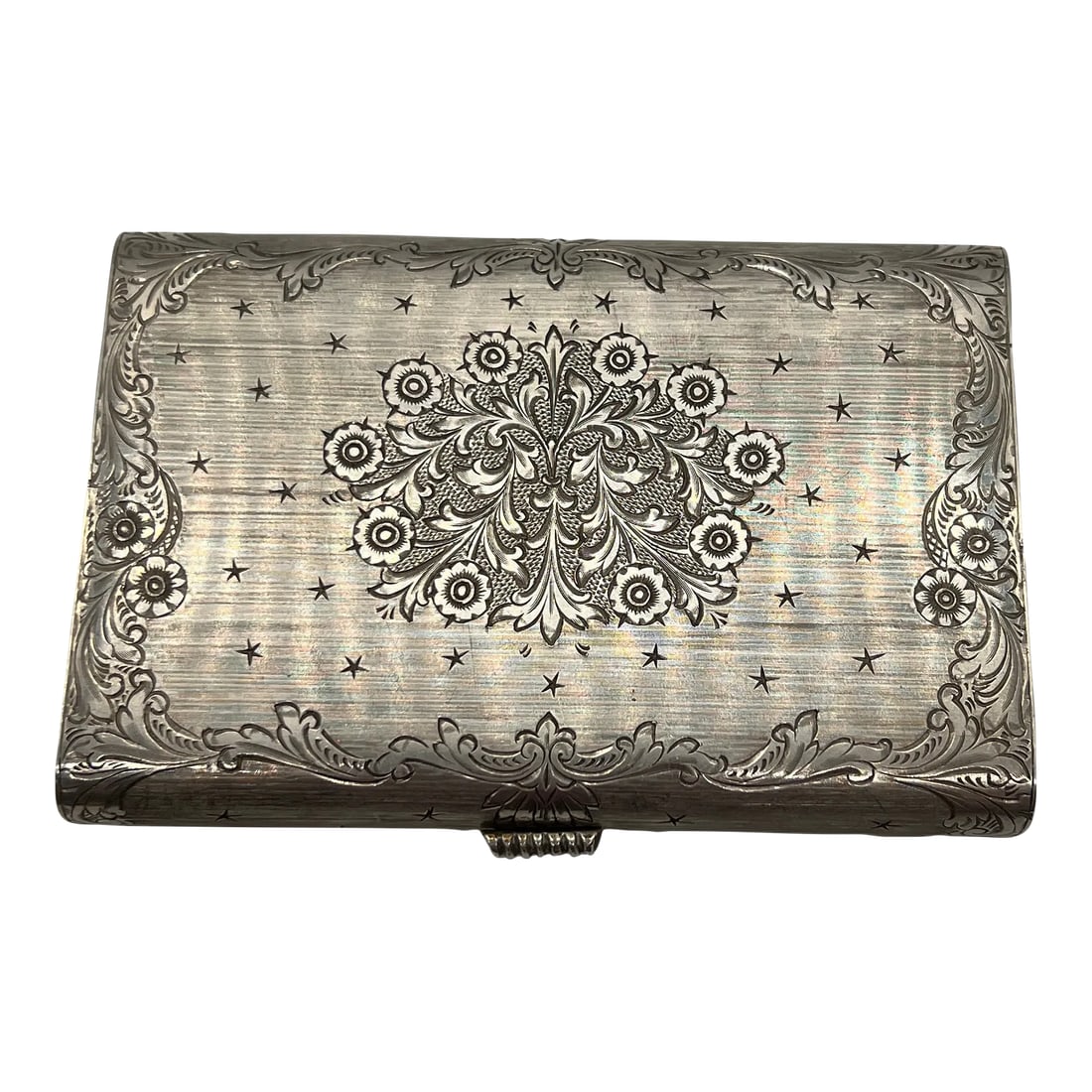 Antique Italian 800 Hand Chased Silver & Ruby Inset Minaudiere Vanity Case (1 of 11)