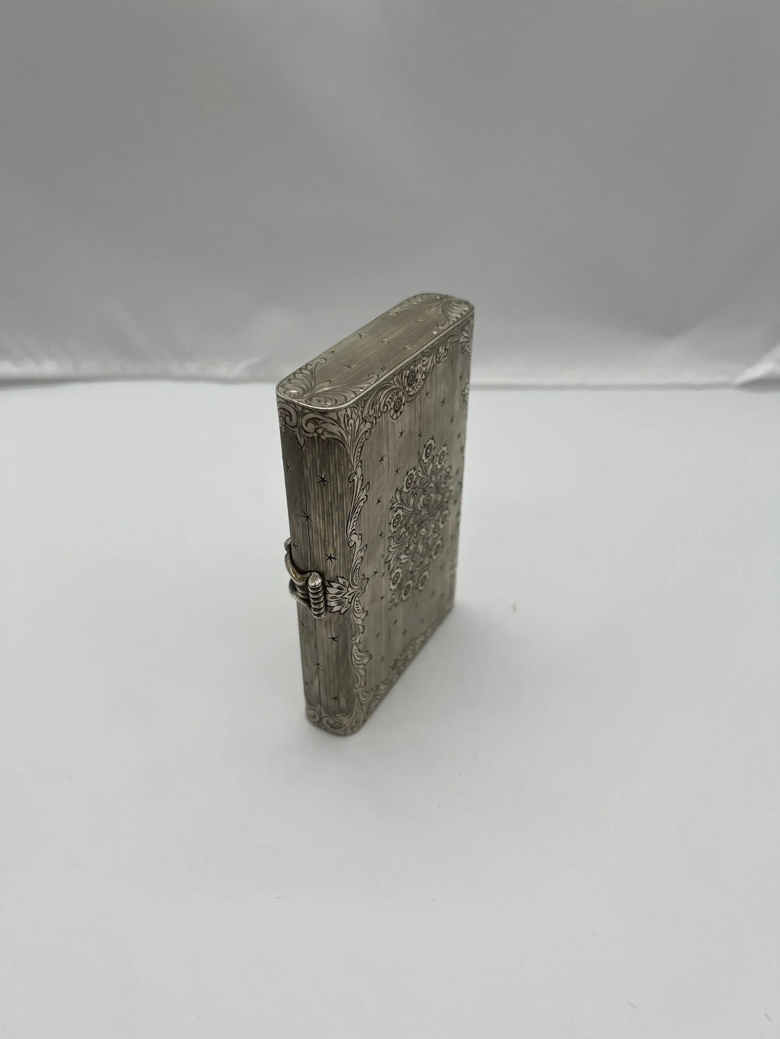 Antique Italian 800 Hand Chased Silver & Ruby Inset Minaudiere Vanity Case - 5