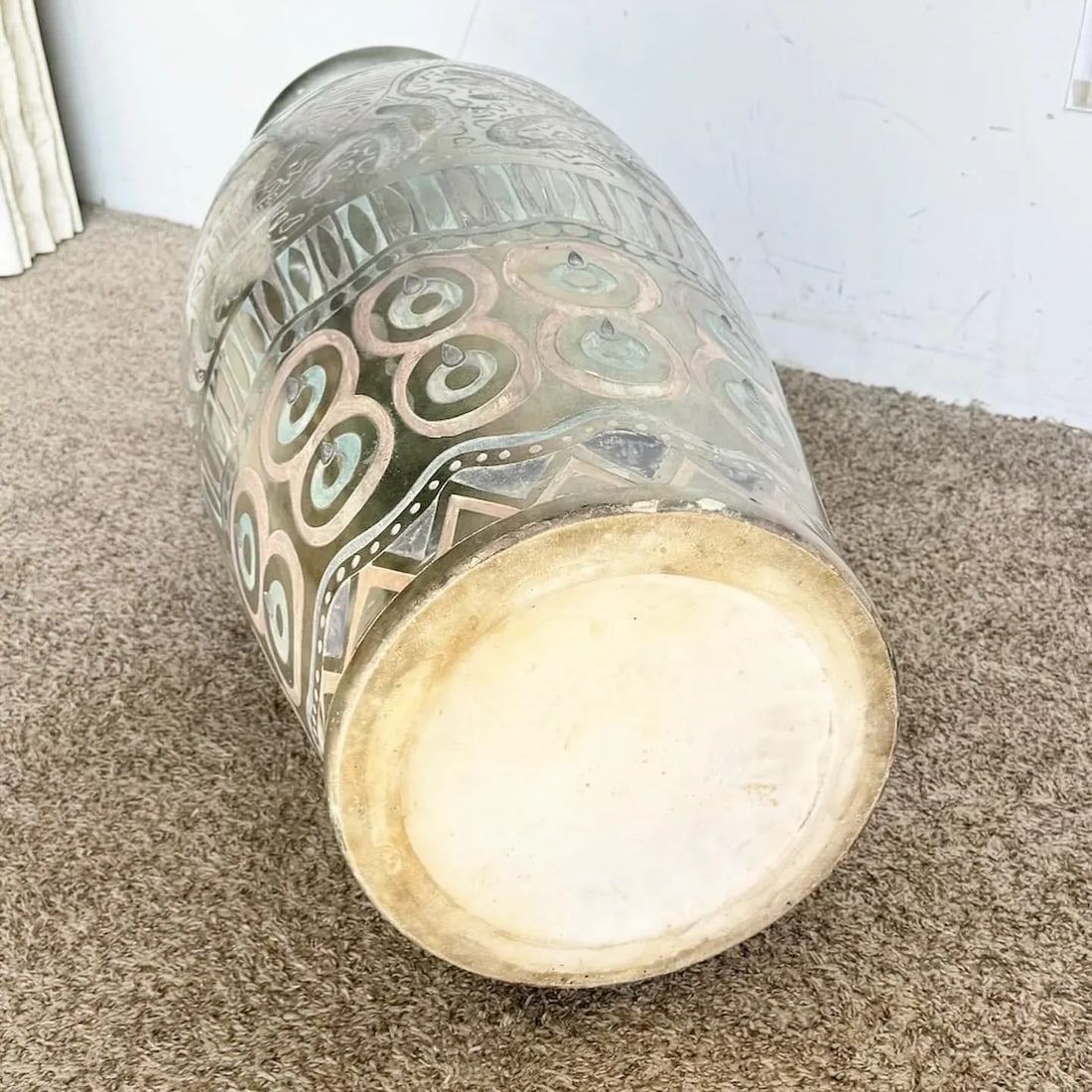 Postmodern Hand Painted and Carved Large Floor Vase - 7