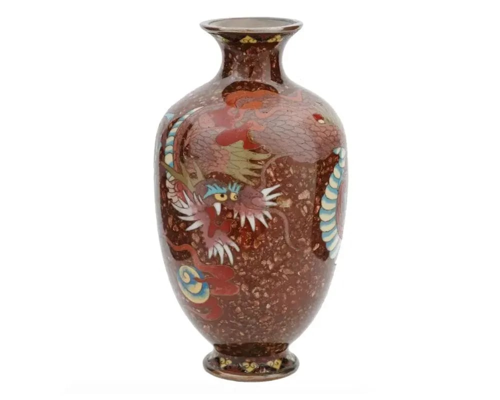 Antique Japanese Meiji Goldstone Cloisonne Vase - 2