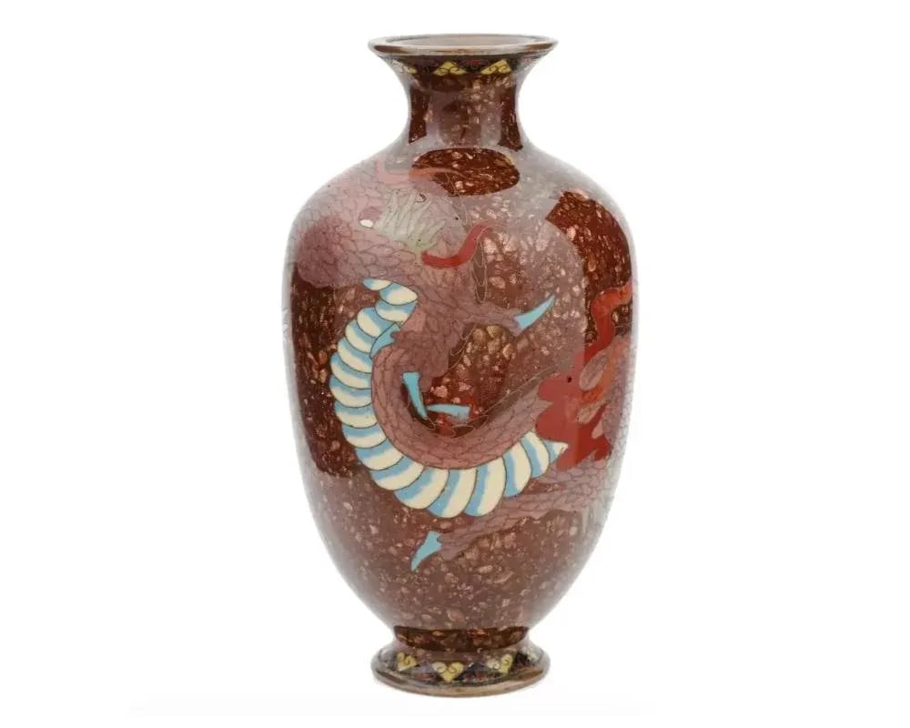 Antique Japanese Meiji Goldstone Cloisonne Vase - 3