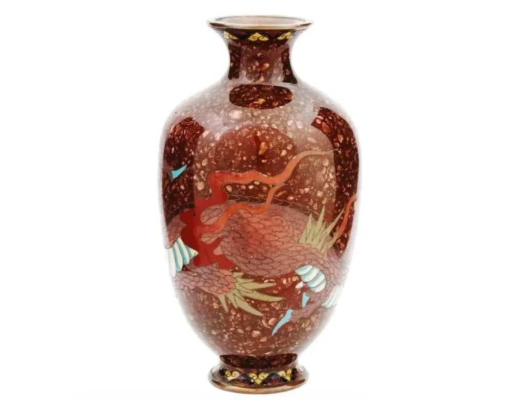 Antique Japanese Meiji Goldstone Cloisonne Vase - 4