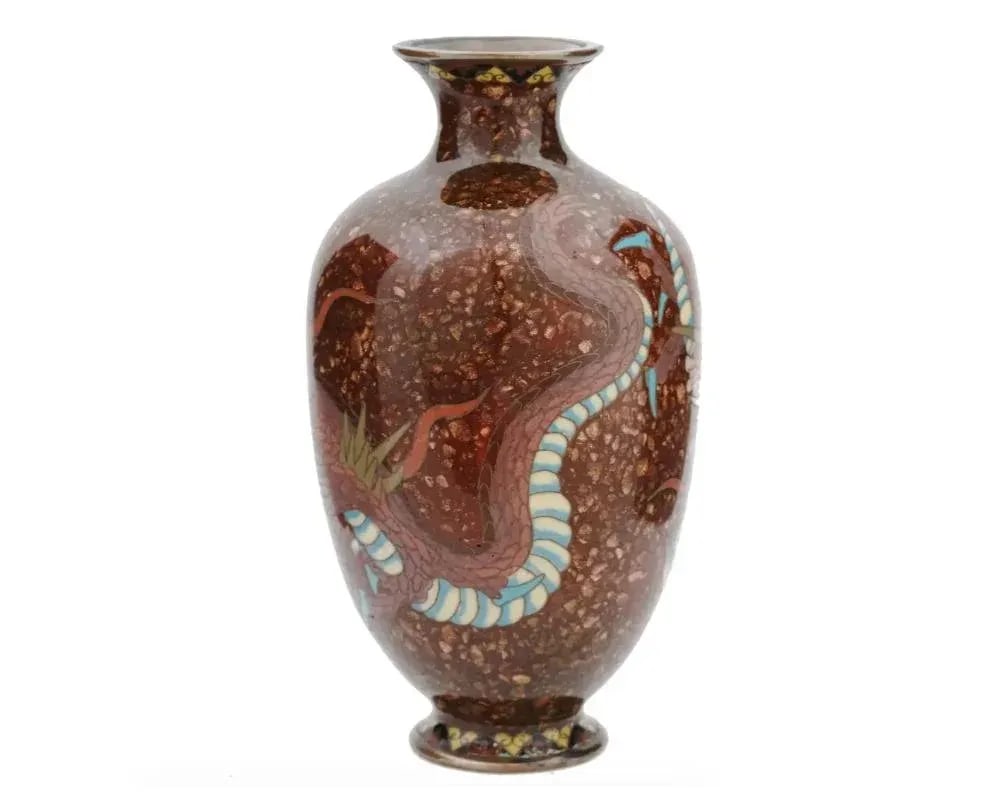 Antique Japanese Meiji Goldstone Cloisonne Vase - 5