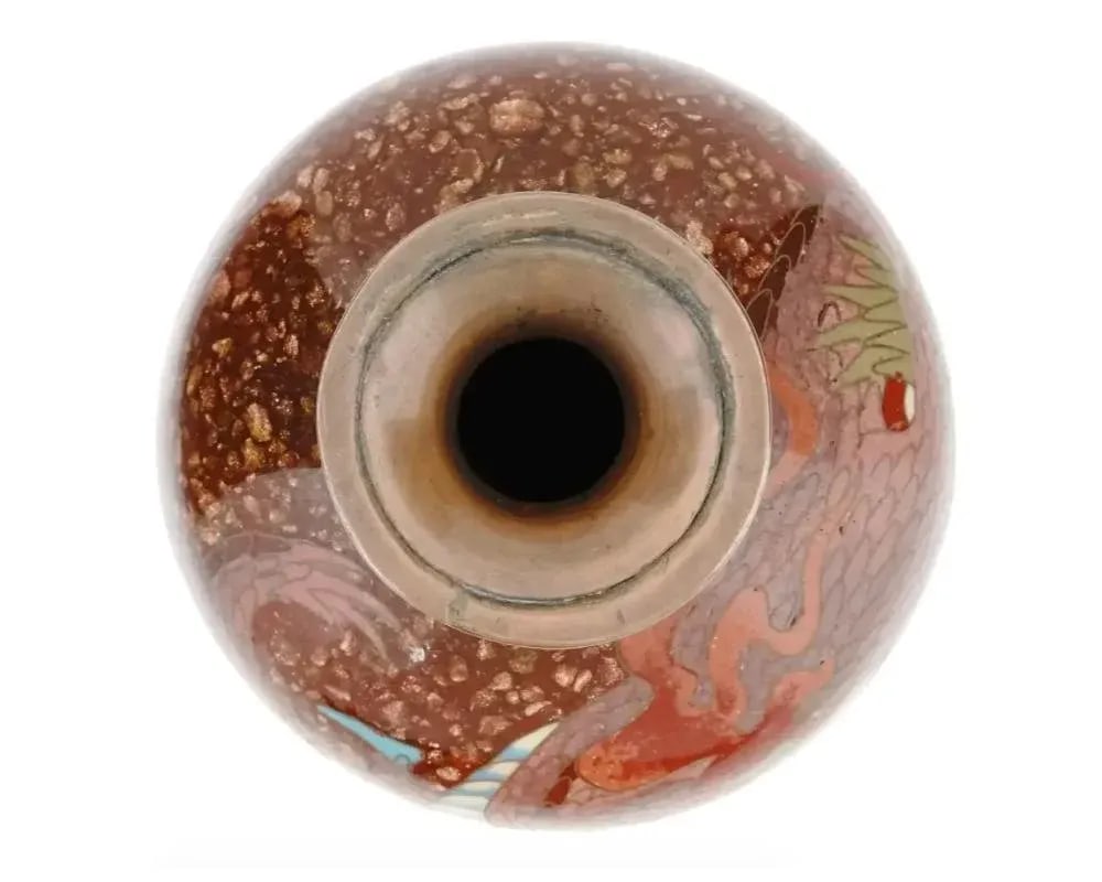 Antique Japanese Meiji Goldstone Cloisonne Vase - 7