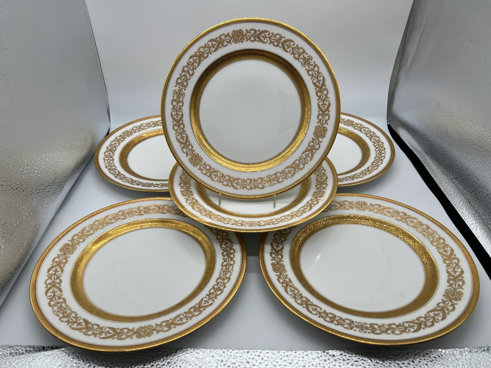 Set of 6 - Ahrenfeldt Limoges for Richard Briggs Boston Gilt Enamel Dinner Plates - 6