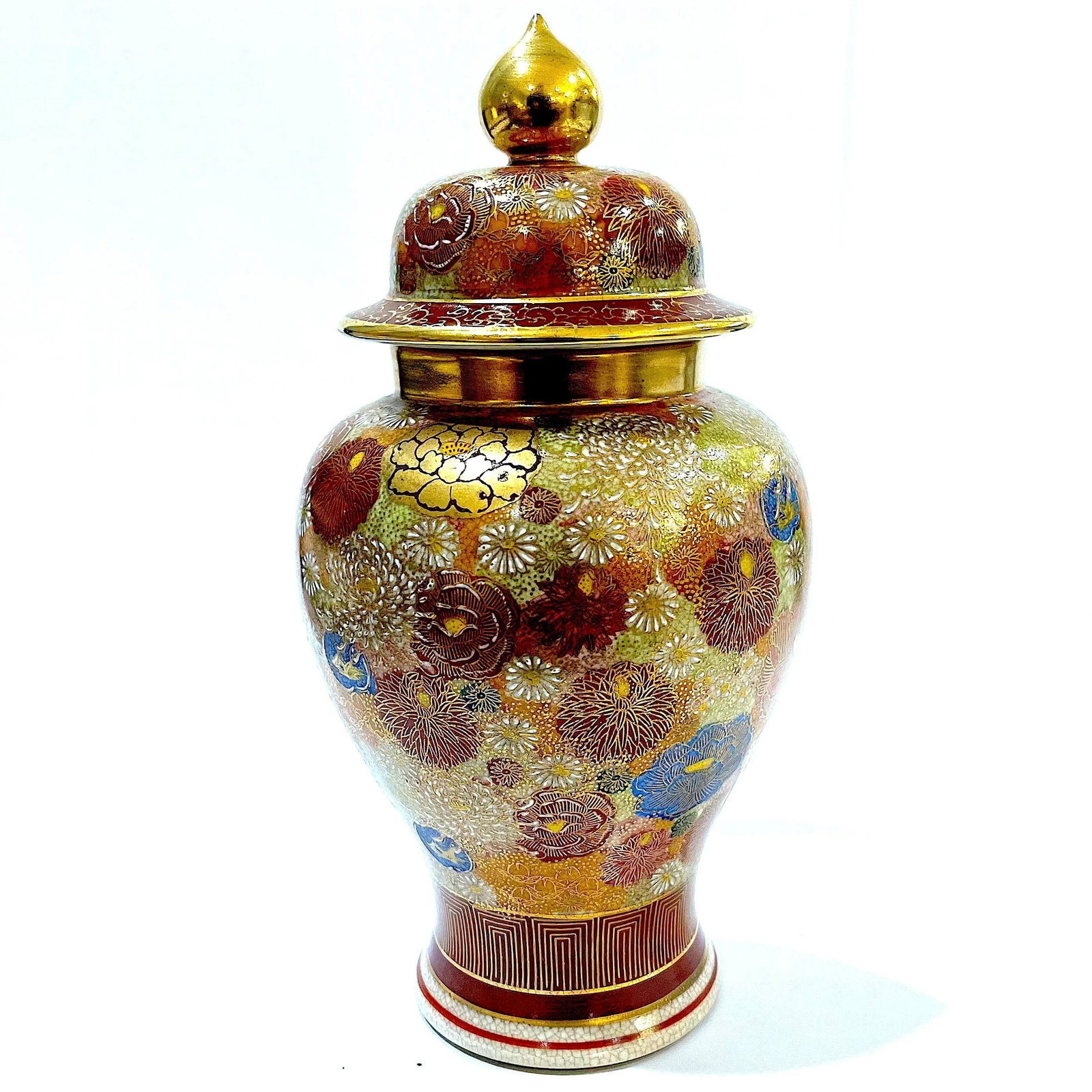 Early 20th Century Japanese Satsuma Mille Fleur Thousand Flowers Ginger Jar - 10