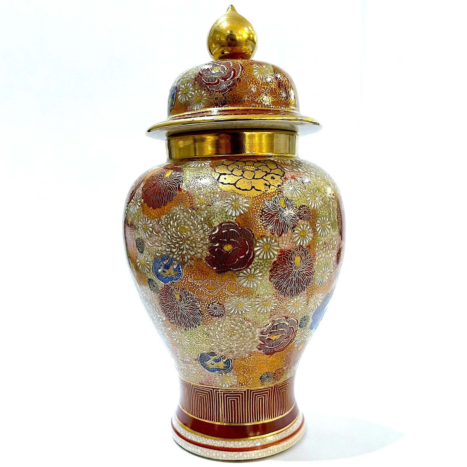 Early 20th Century Japanese Satsuma Mille Fleur Thousand Flowers Ginger Jar - 8