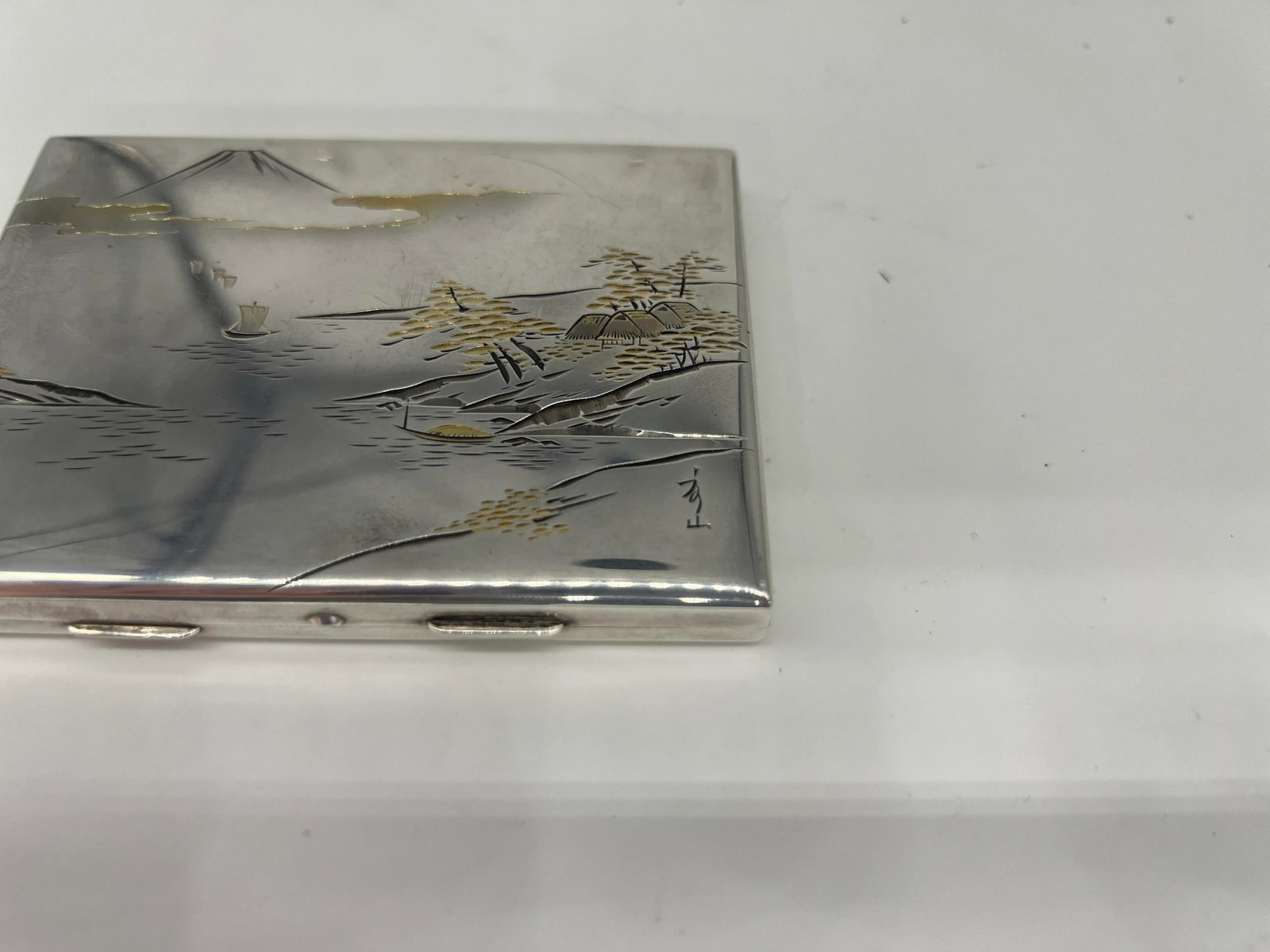 K. Uyeda Antique Japanese 950 Sterling Silver Mixed Metal Compact - 2