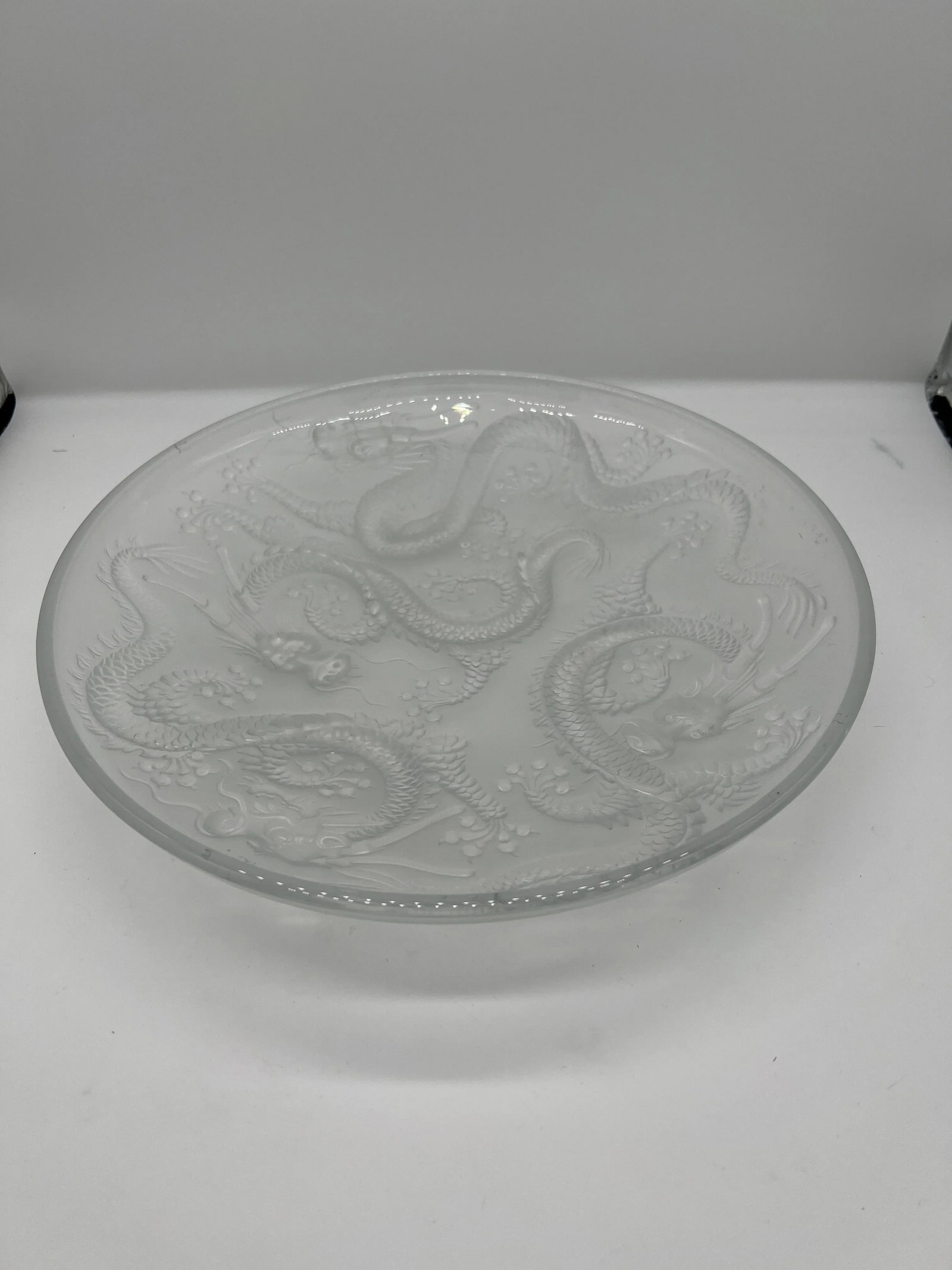 Large Josef Inwald Art Glass Platter With 5 Claw Dragon - Barolac Glass - 2
