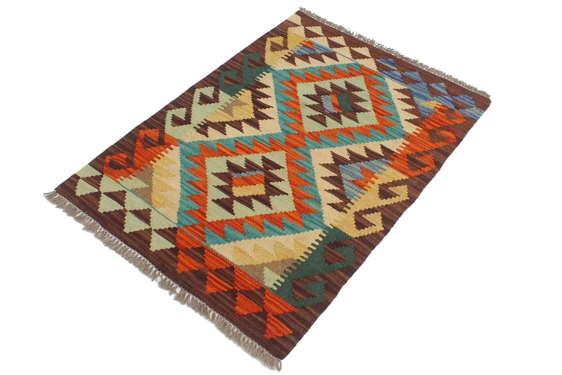 1990s Kilim Teesha Rust Brown Wool Rug - 1'11" X 3'0" - 2