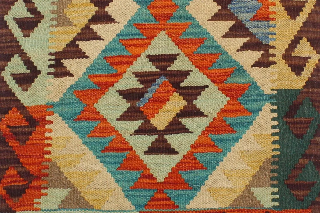 1990s Kilim Teesha Rust Brown Wool Rug - 1'11" X 3'0" - 4