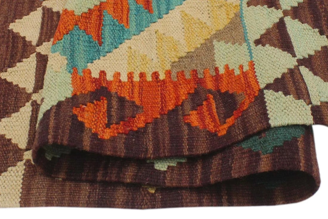 1990s Kilim Teesha Rust Brown Wool Rug - 1'11" X 3'0" - 5