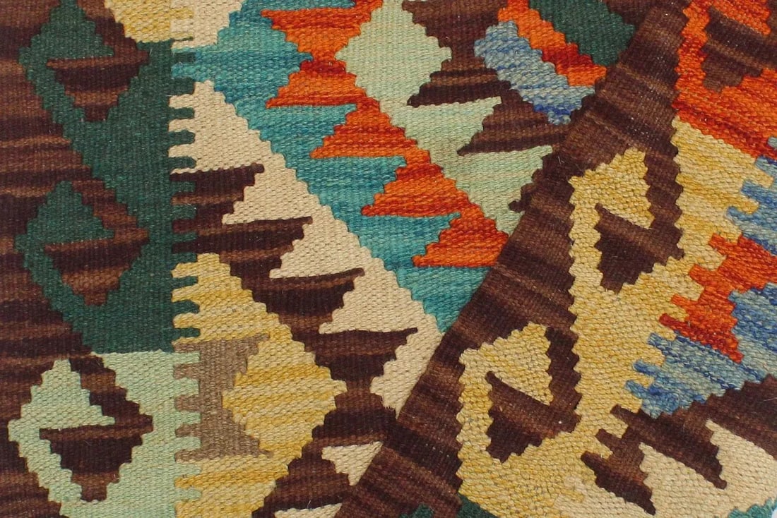 1990s Kilim Teesha Rust Brown Wool Rug - 1'11" X 3'0" - 7