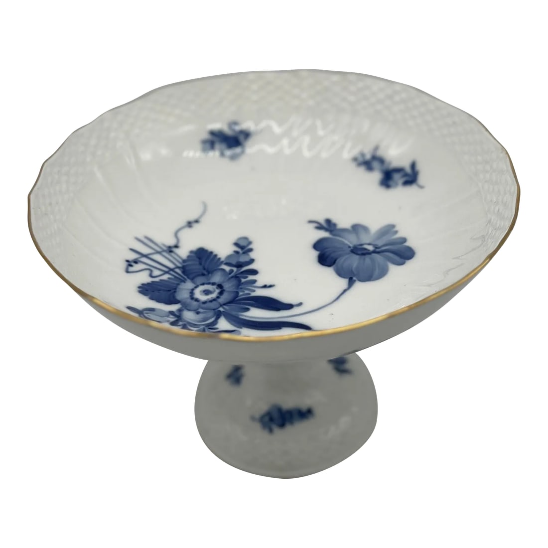 Royal Copenhagen "Blue Flowers" Gold Rimmed Porcelain Compote or Cake Stand (1 of 4)