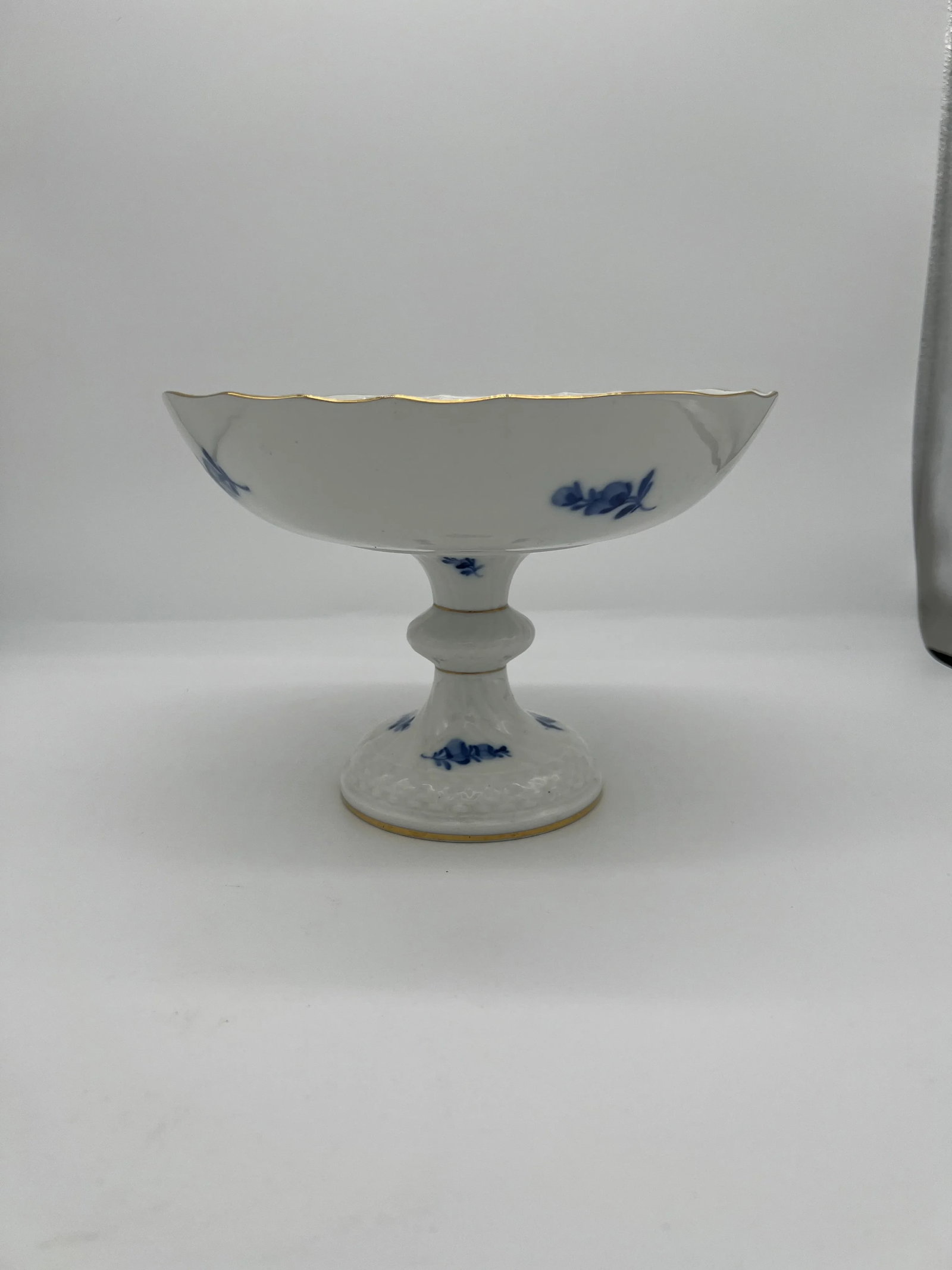 Royal Copenhagen "Blue Flowers" Gold Rimmed Porcelain Compote or Cake Stand - 2