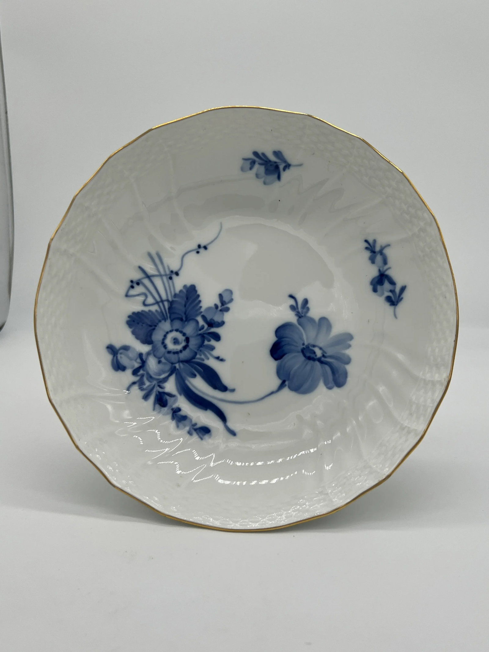 Royal Copenhagen "Blue Flowers" Gold Rimmed Porcelain Compote or Cake Stand - 4