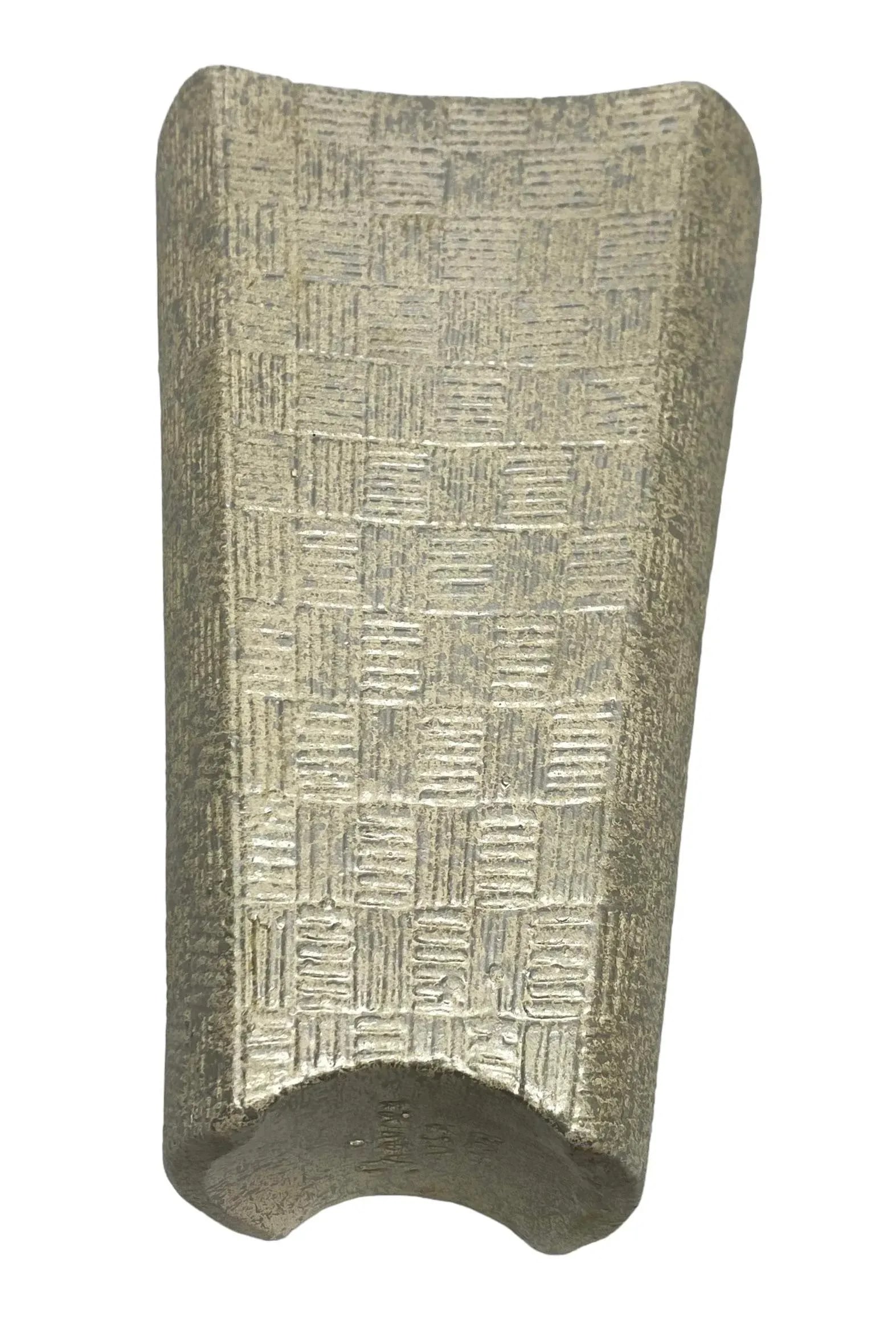 Mid-Century Modern Shawnee Art Pottery Vase With Light Green Basket Weave and Silver Accents Design - 8