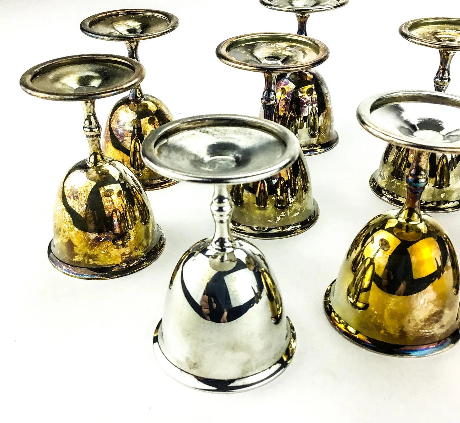 Vintage Silver Plate Cordial Glasses Set of 8 - 10