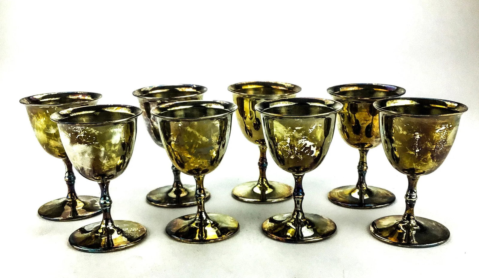 Vintage Silver Plate Cordial Glasses Set of 8 - 13