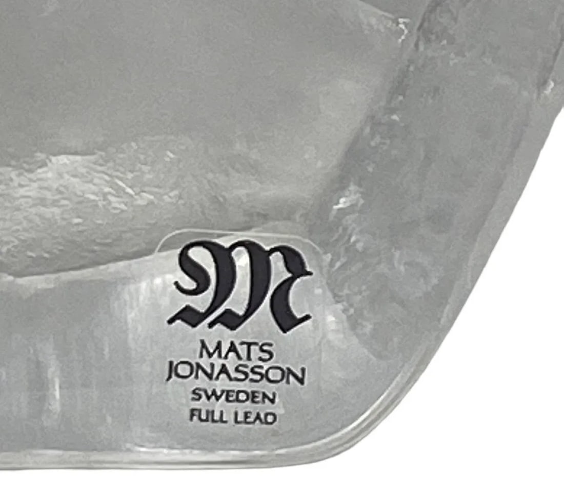 Vintage Mats Jonasson Sweden Etched Full Lead Crystal "Resting Basset Hound" Frosted 3D Paperweight - 2