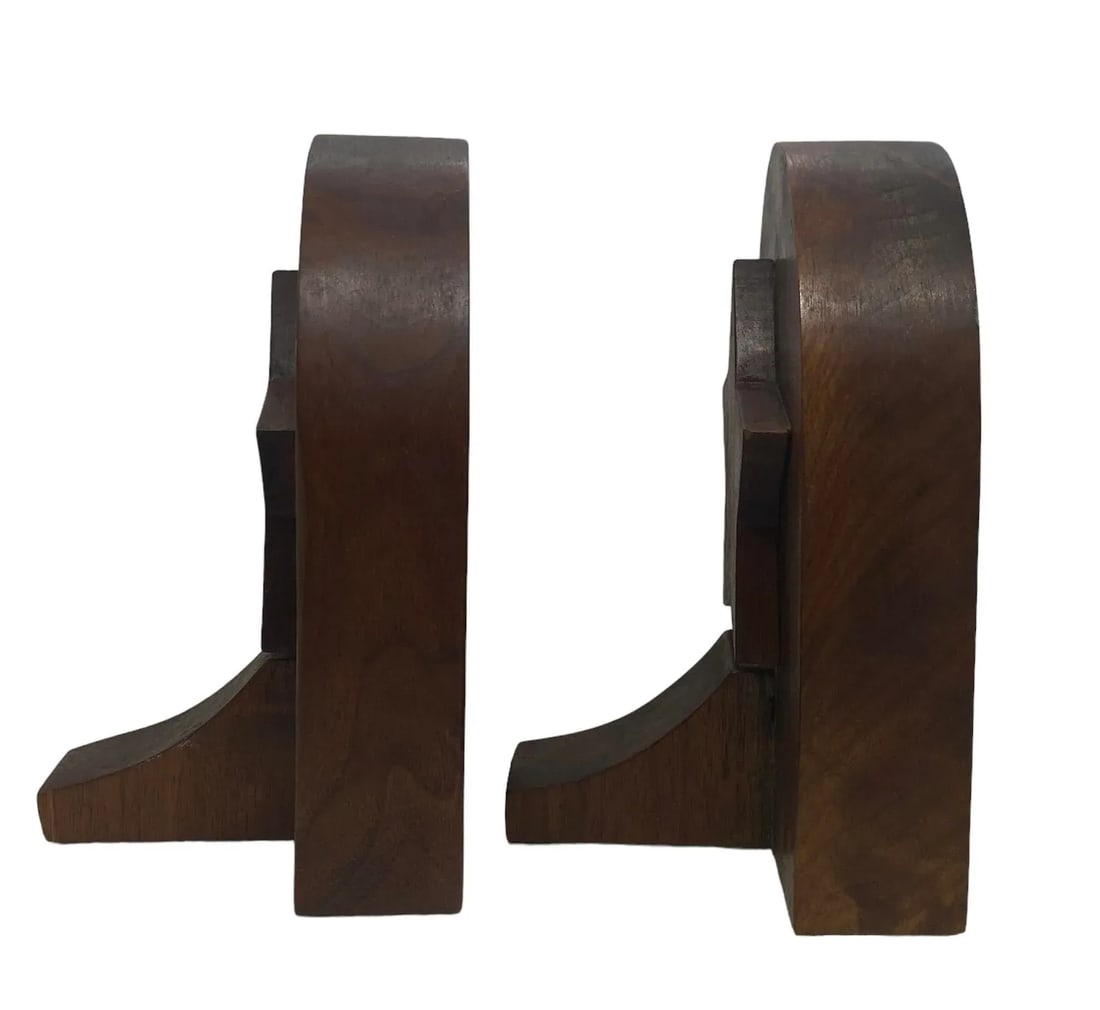 Mid 20th Century Rustic Handcrafted Mahogany Bookends With Star Motif - A Pair - 2