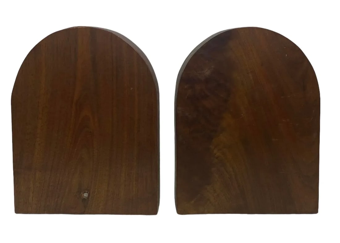Mid 20th Century Rustic Handcrafted Mahogany Bookends With Star Motif - A Pair - 3