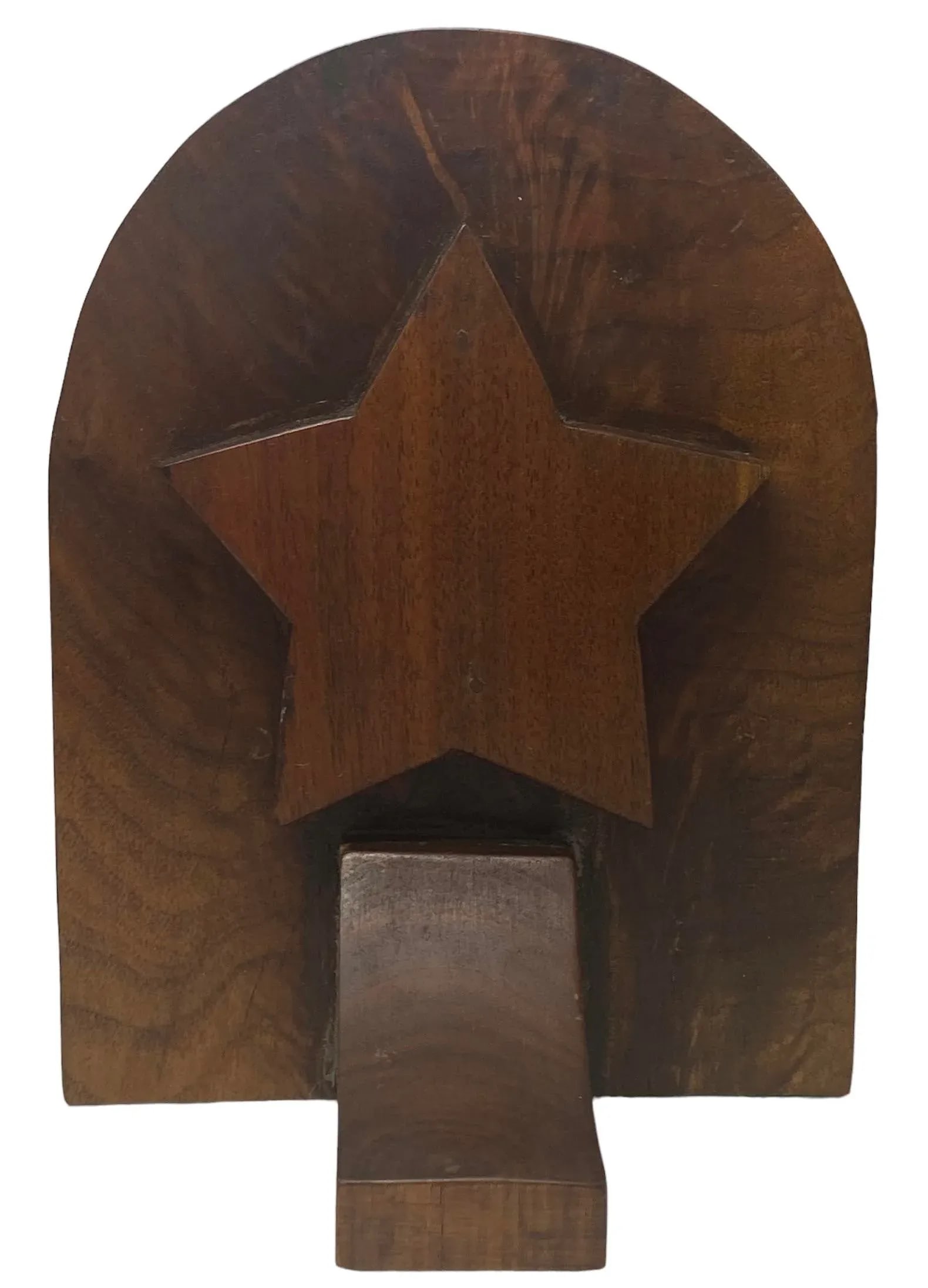 Mid 20th Century Rustic Handcrafted Mahogany Bookends With Star Motif - A Pair - 6