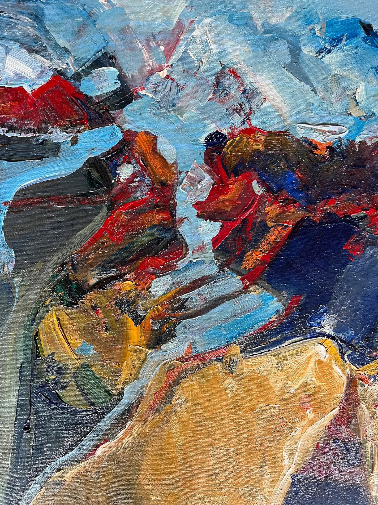 Modern Abrtract Oil and Gesso Painting on Canvas by Ann Stevenson - 3