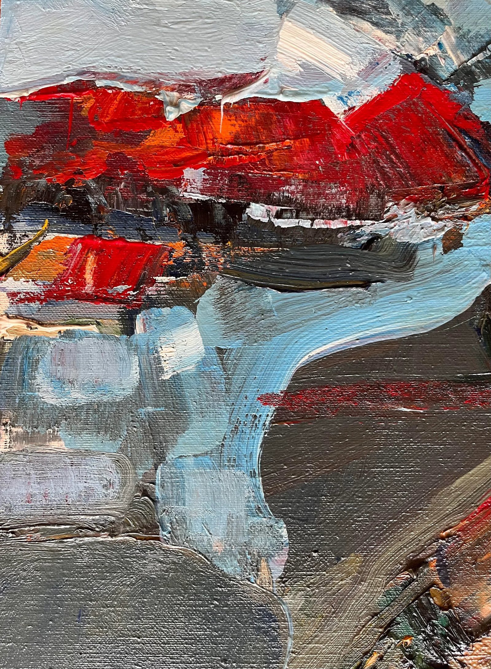 Modern Abrtract Oil and Gesso Painting on Canvas by Ann Stevenson - 4