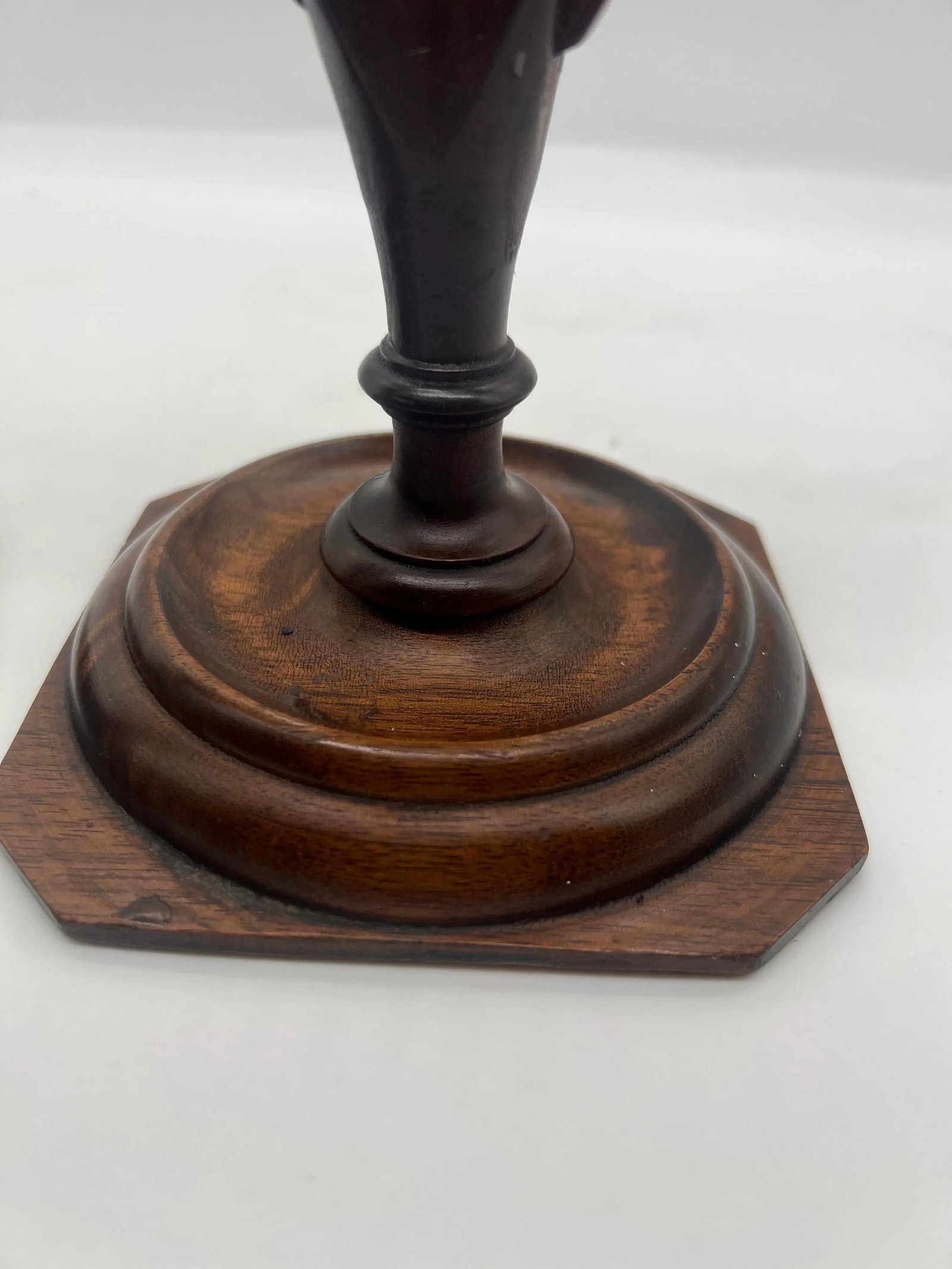 Pair, Arts & Crafts Trophy Urn Form Carved Wood Candlesticks Circa 1910 - 4