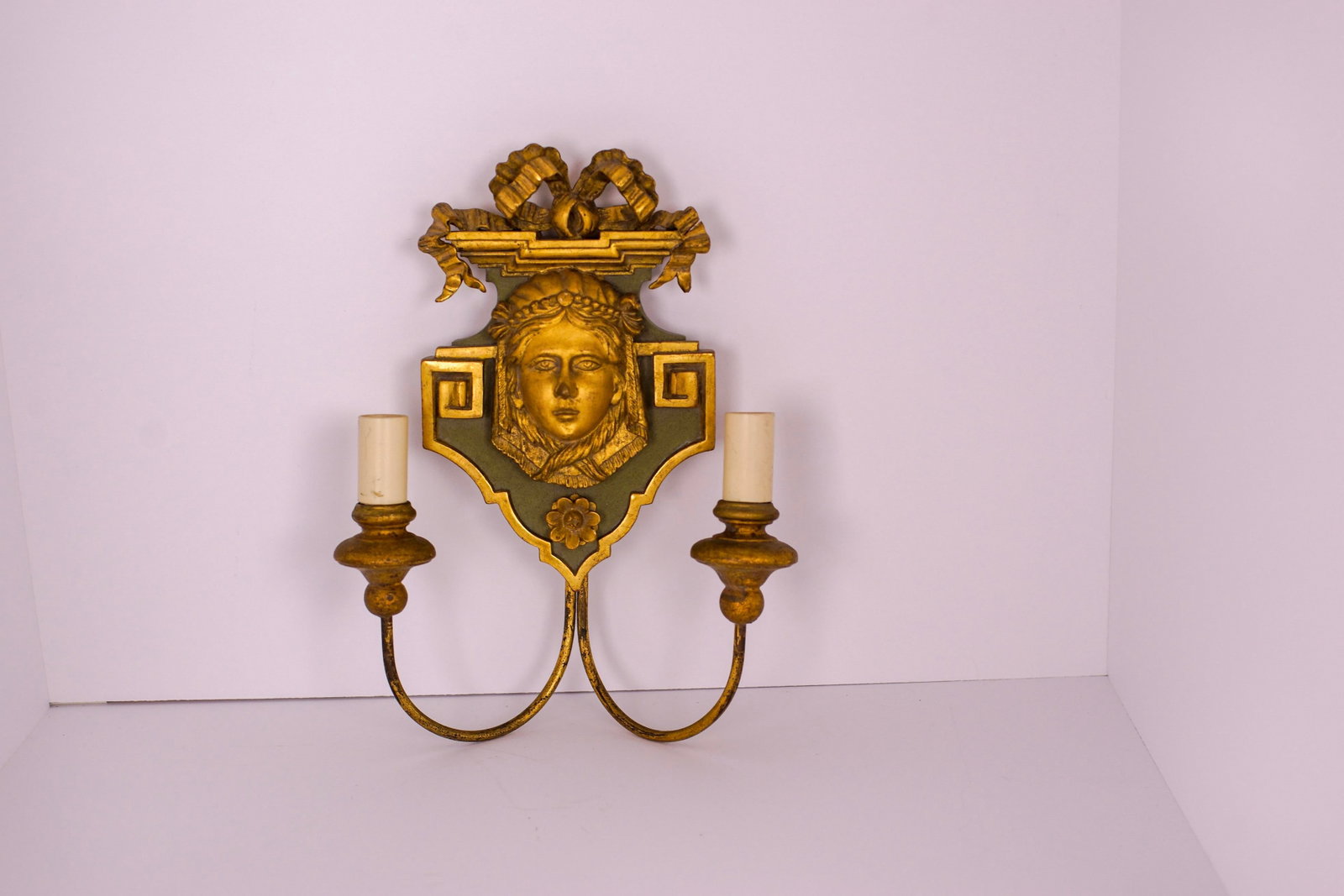 20th Century Neoclassical Wooden Double-Arm Sconce - 2