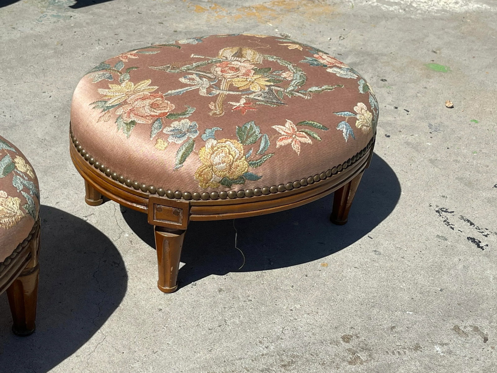 Pair of French Louis XVI Early 20th Century Foot Stools - 2