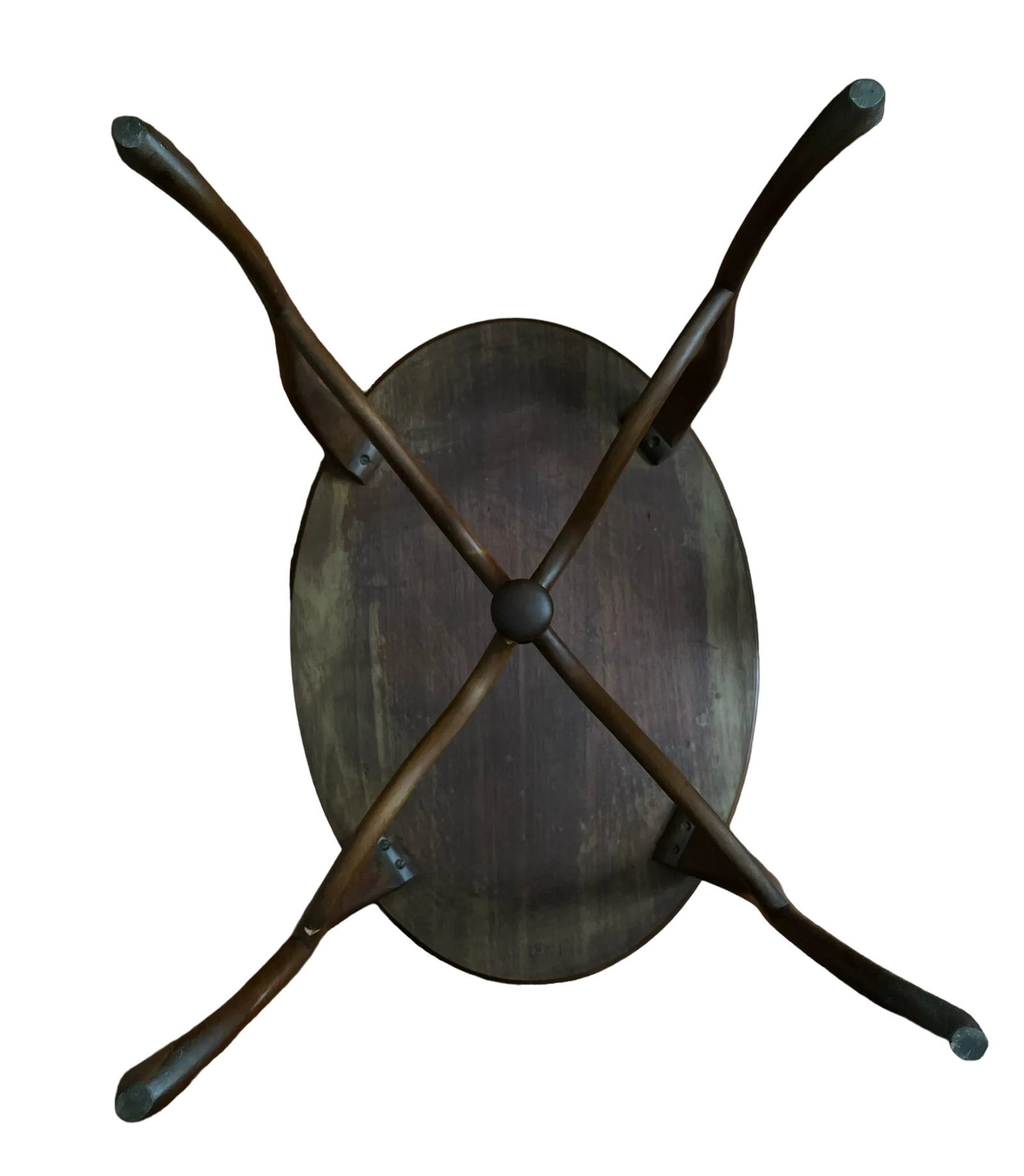 Late 19th Century Oak Oval Accent, Side, Entry, Hall or Tea Table With Cabriole Legs and Ornate Stre - 7