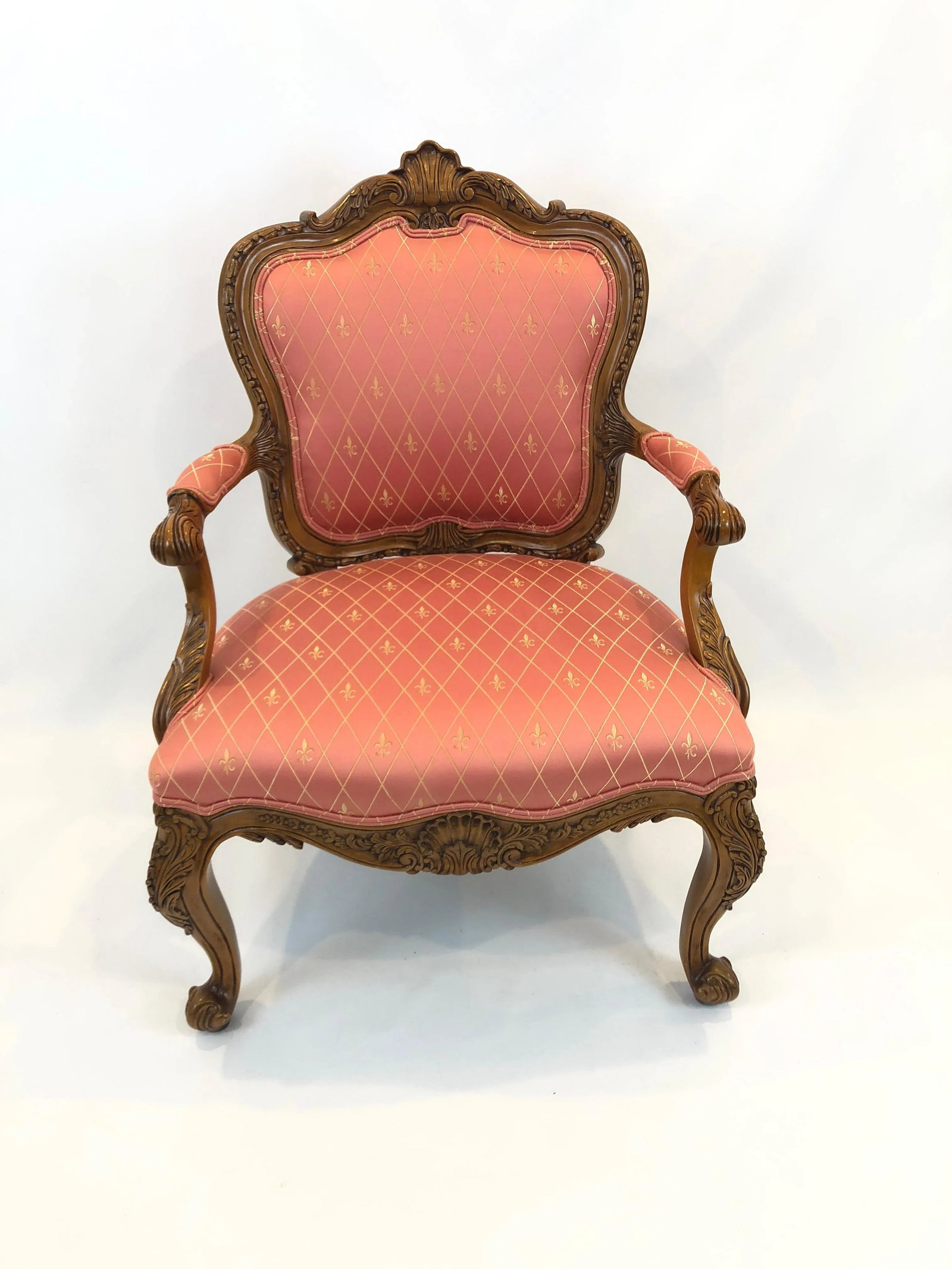1980s Vintage Regal Louis XVI Style Girard Emilia Hand Carved Italian Armchair - 2