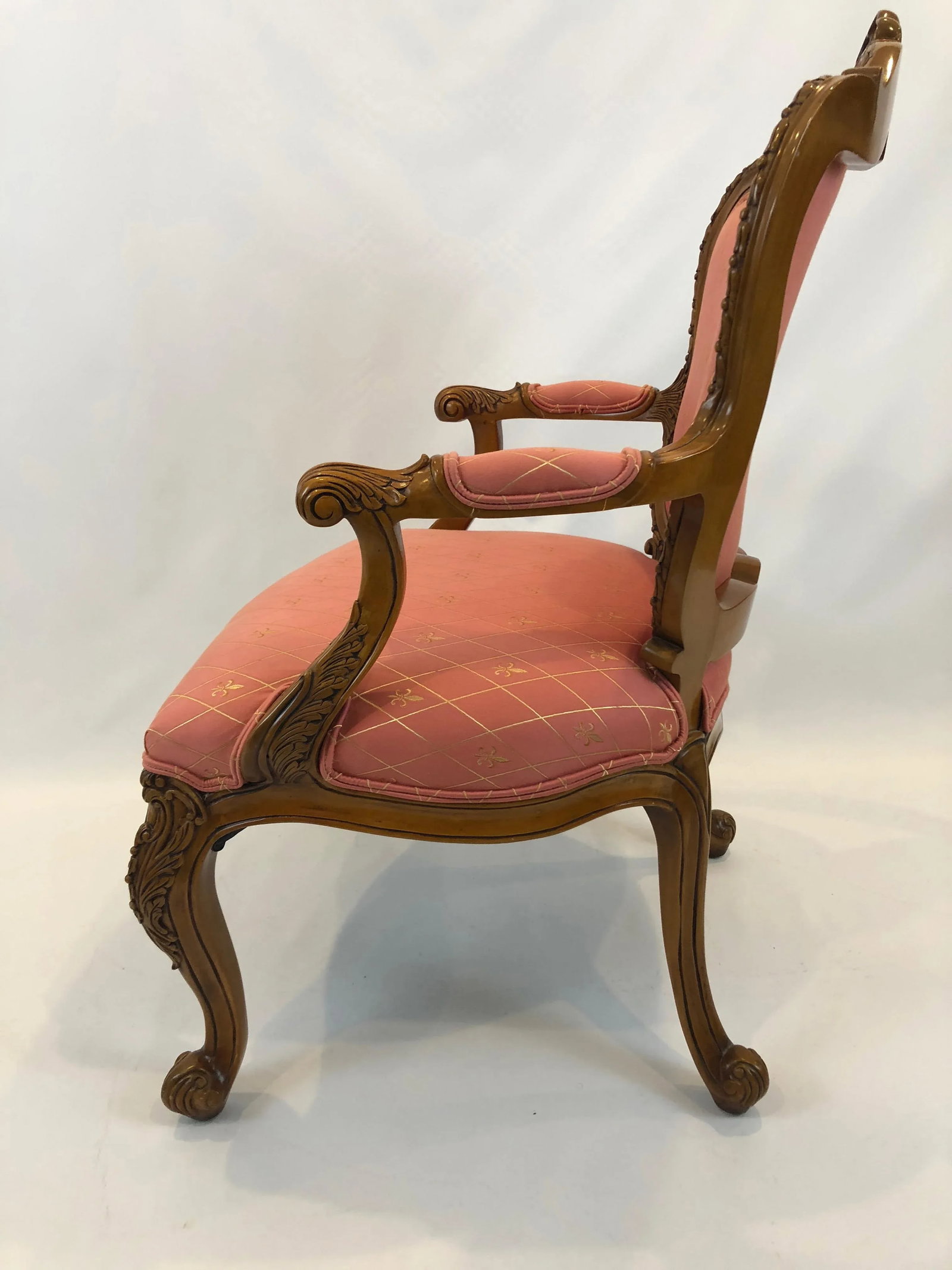 1980s Vintage Regal Louis XVI Style Girard Emilia Hand Carved Italian Armchair - 3