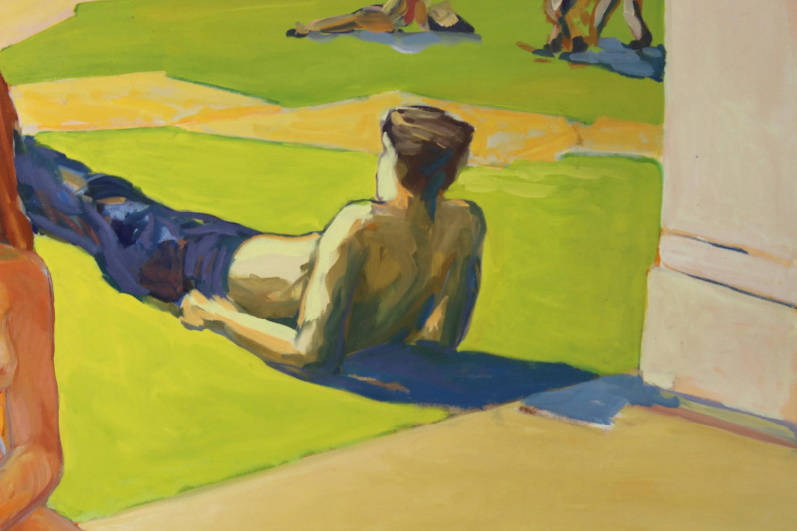 1970's "Theater Park" Scene Oil Painting on Canvas by Drew Bandish - 5