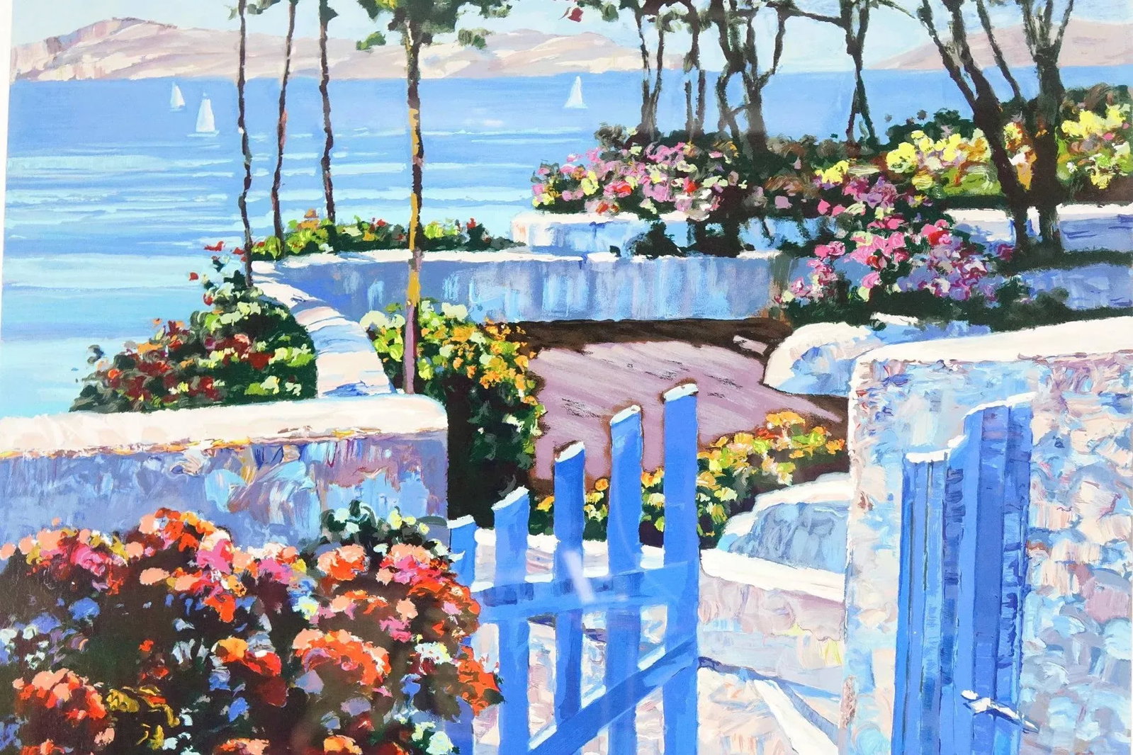 "Blue Gate" by Howard Behrens - Mid 20th Century Lithograph Signed, Framed - 2