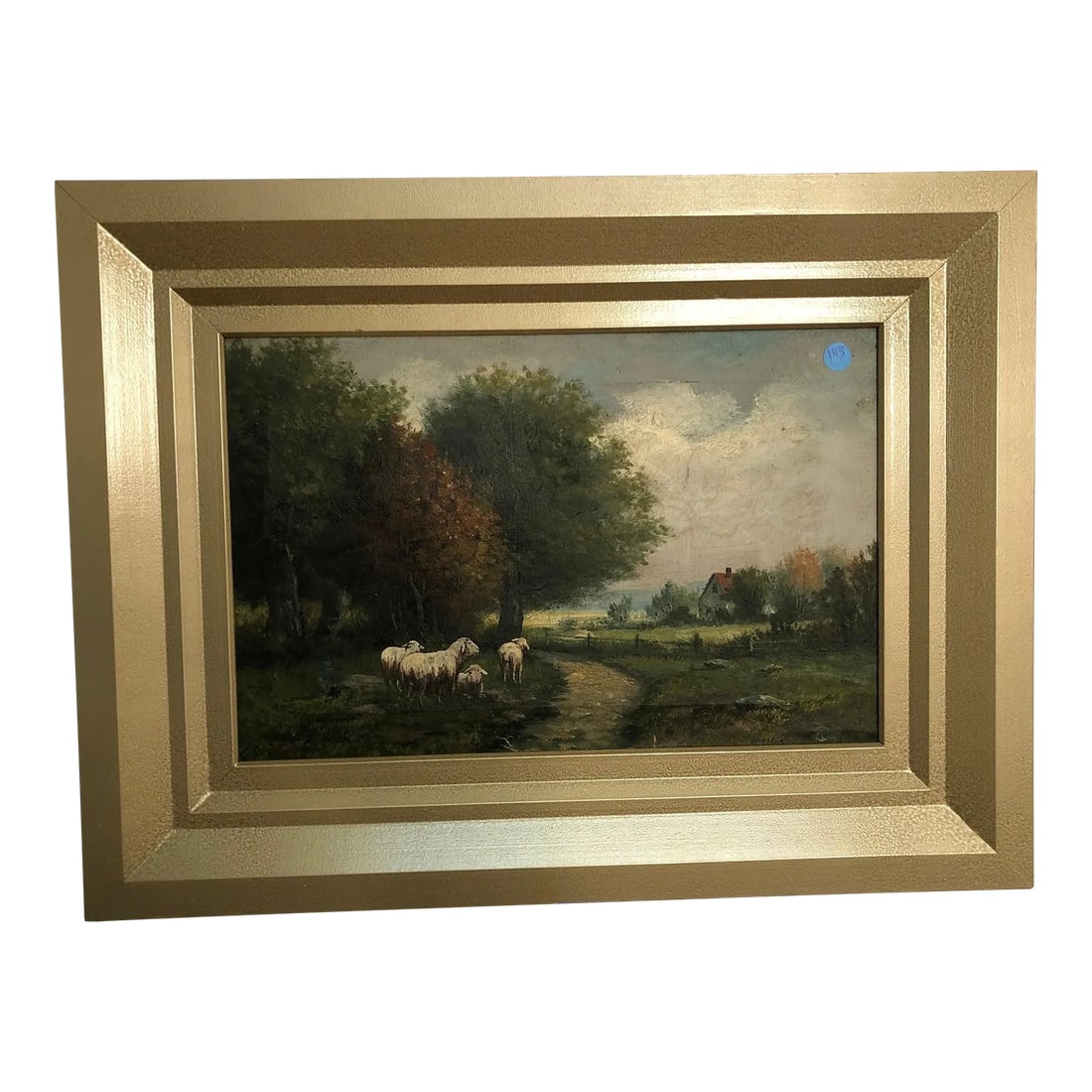 Original 18th Century Oil Painting on Canvas Signed on the Bottom, Framed: This exquisite 18th-century oil painting on canvas is a timeless piece of art that captures the serene beauty of pastoral life. Signed by the artist at the bottom, this painting showcases a tranquil c