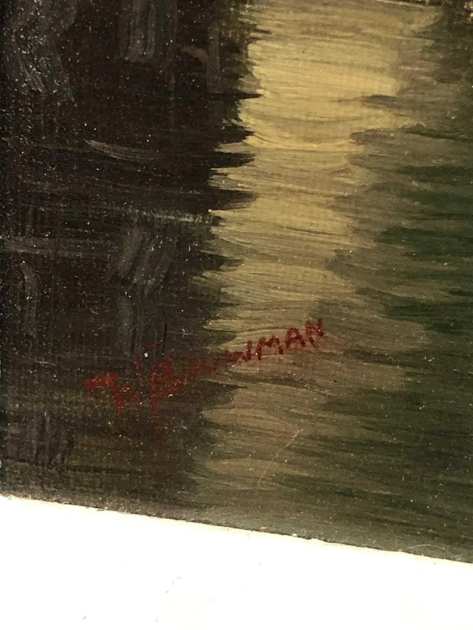 Mid 20th Century European School Clock Tower Antique Original Signed Oil on Canvas - 5