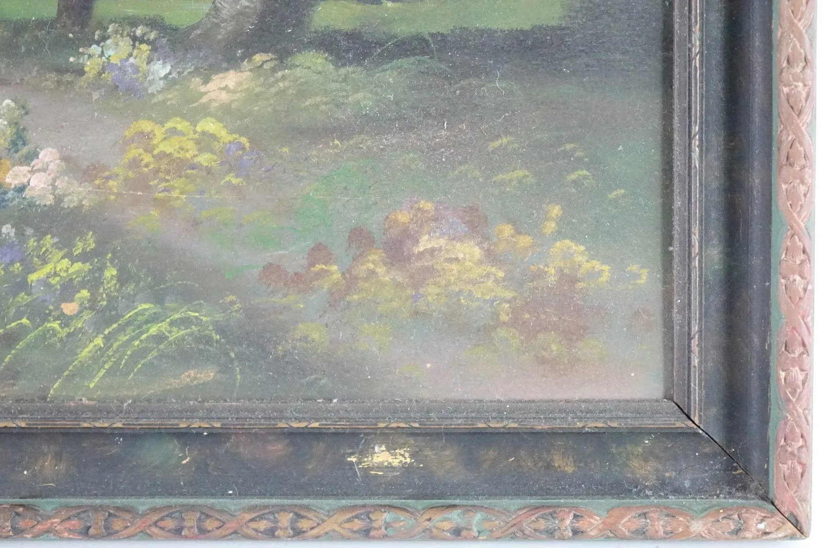 Early 20th Century Antique Cottage Original Oil Painting on Canvas - 4