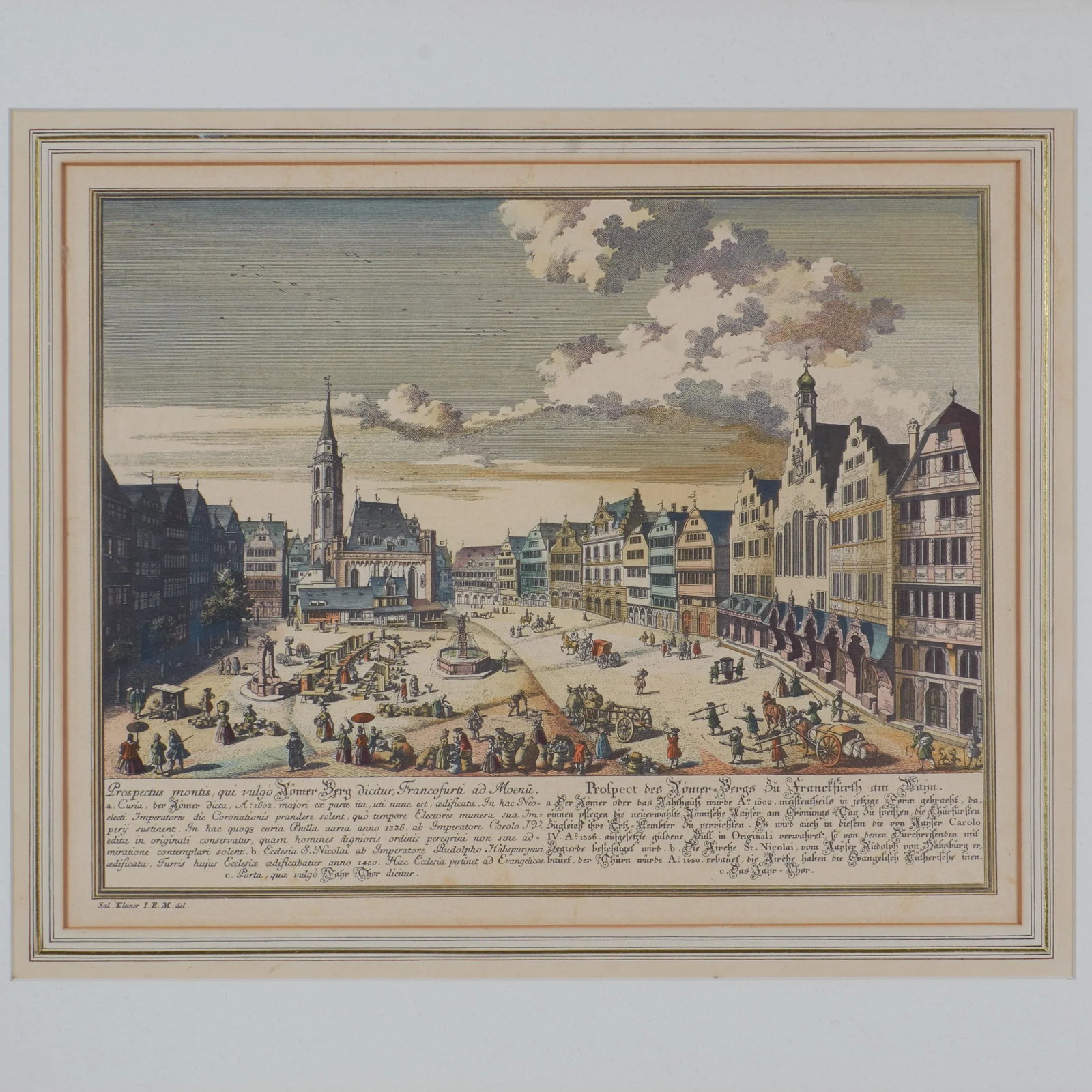 1738 Traditional Frankfurt, Germany Print, St. Nicholas Church and the Romer - 3