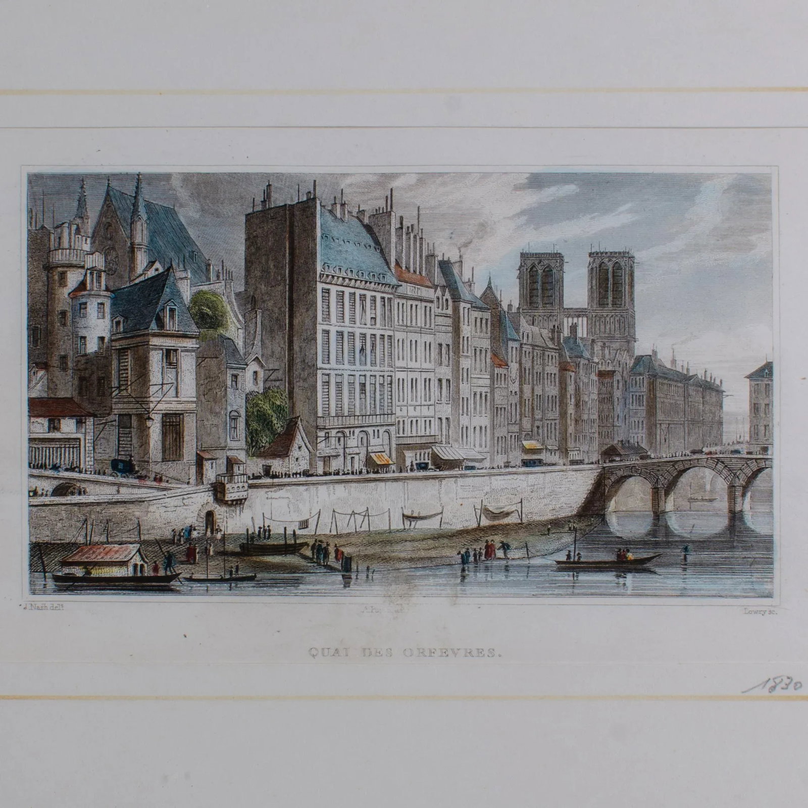 1830s French Original Print, Quai Des Orfevres, After Joseph Nash C. - 2