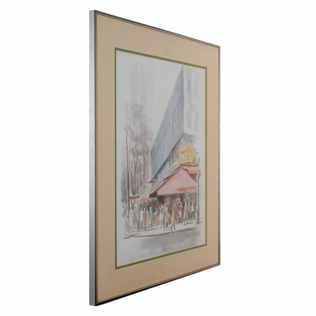 Vintage Mid-Century H. Richard Black Cafe De La Paix Watercolor Painting - 2