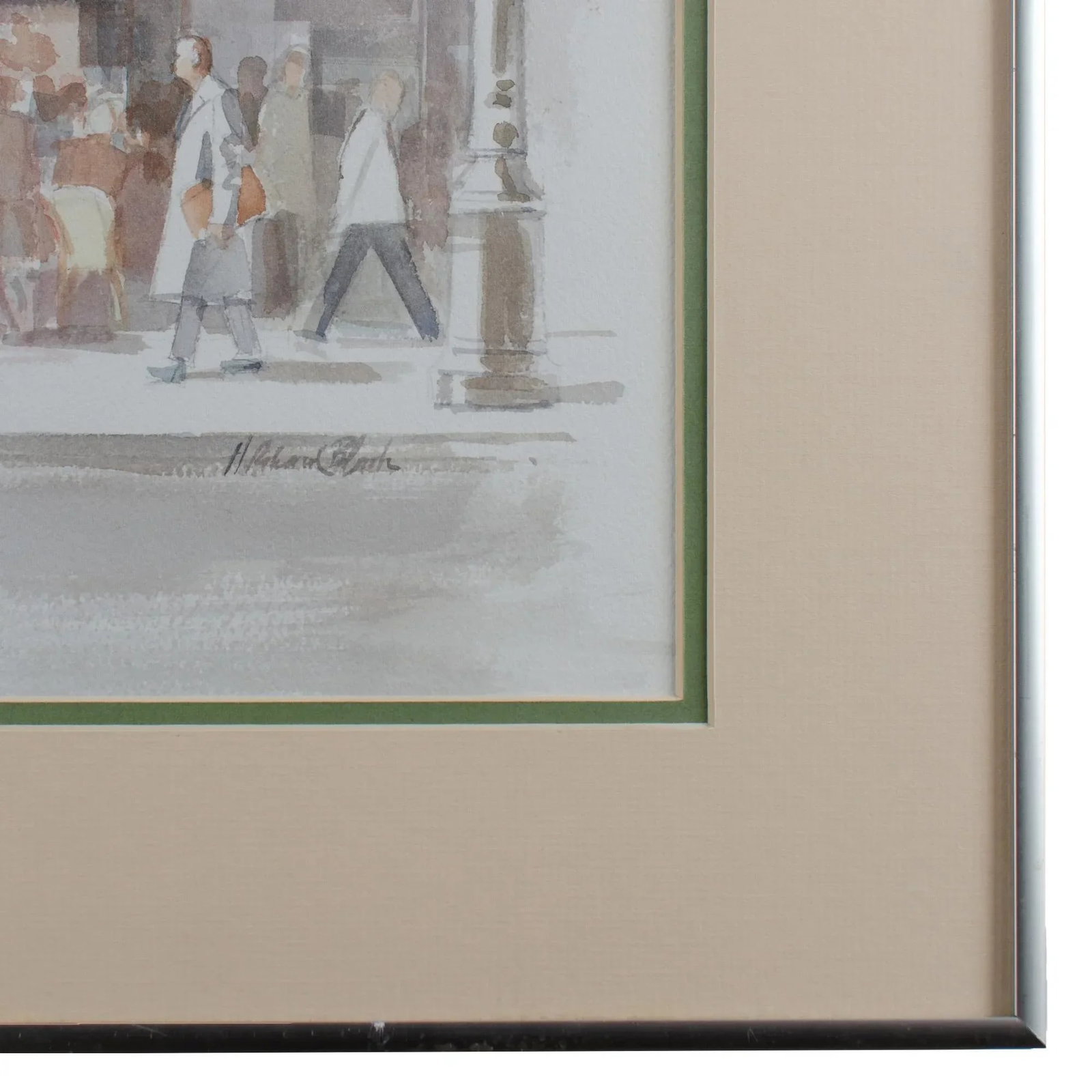 Vintage Mid-Century H. Richard Black Cafe De La Paix Watercolor Painting - 5