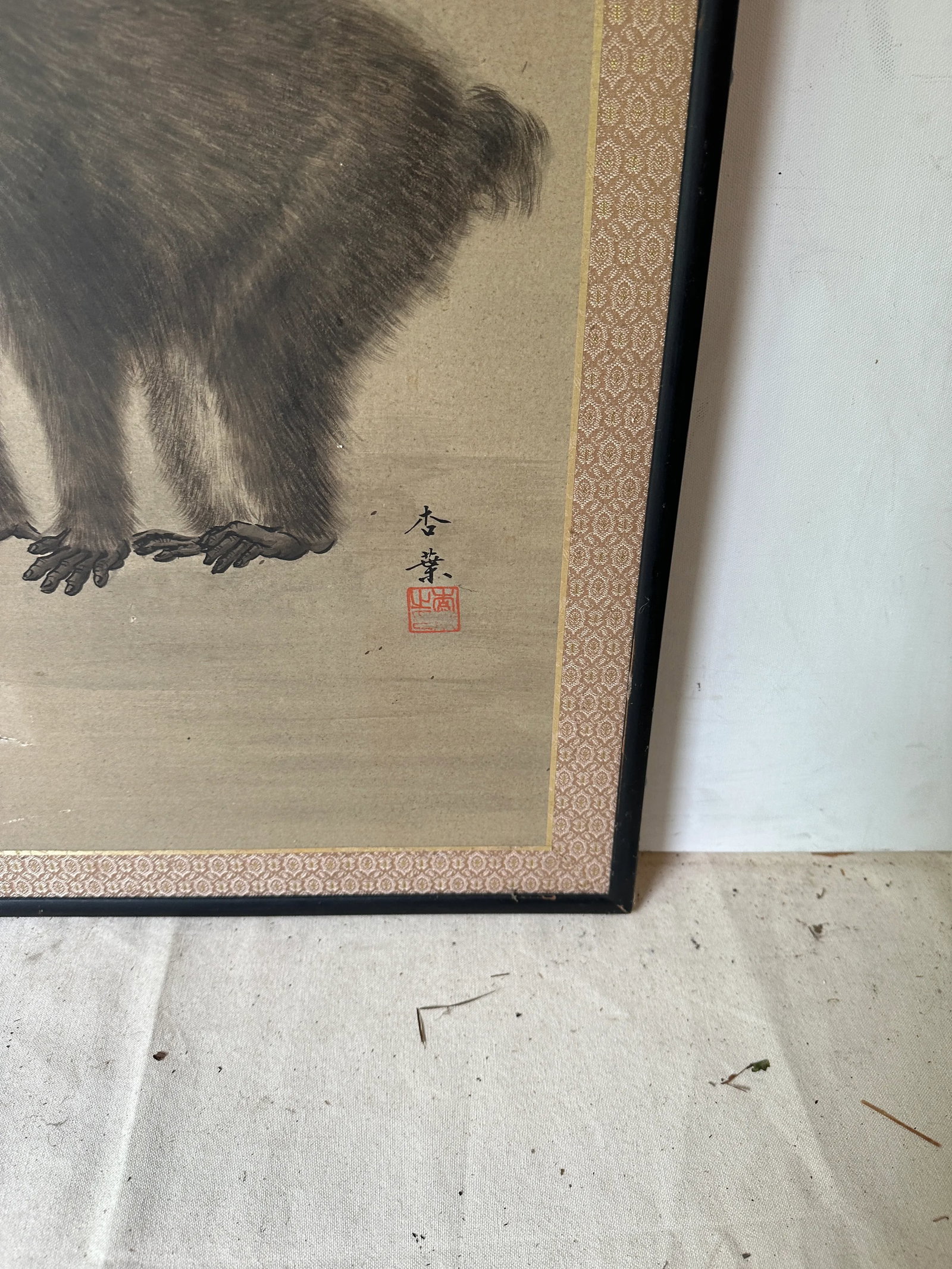 1970s Large Rectangular Monkey Print, Framed - 2