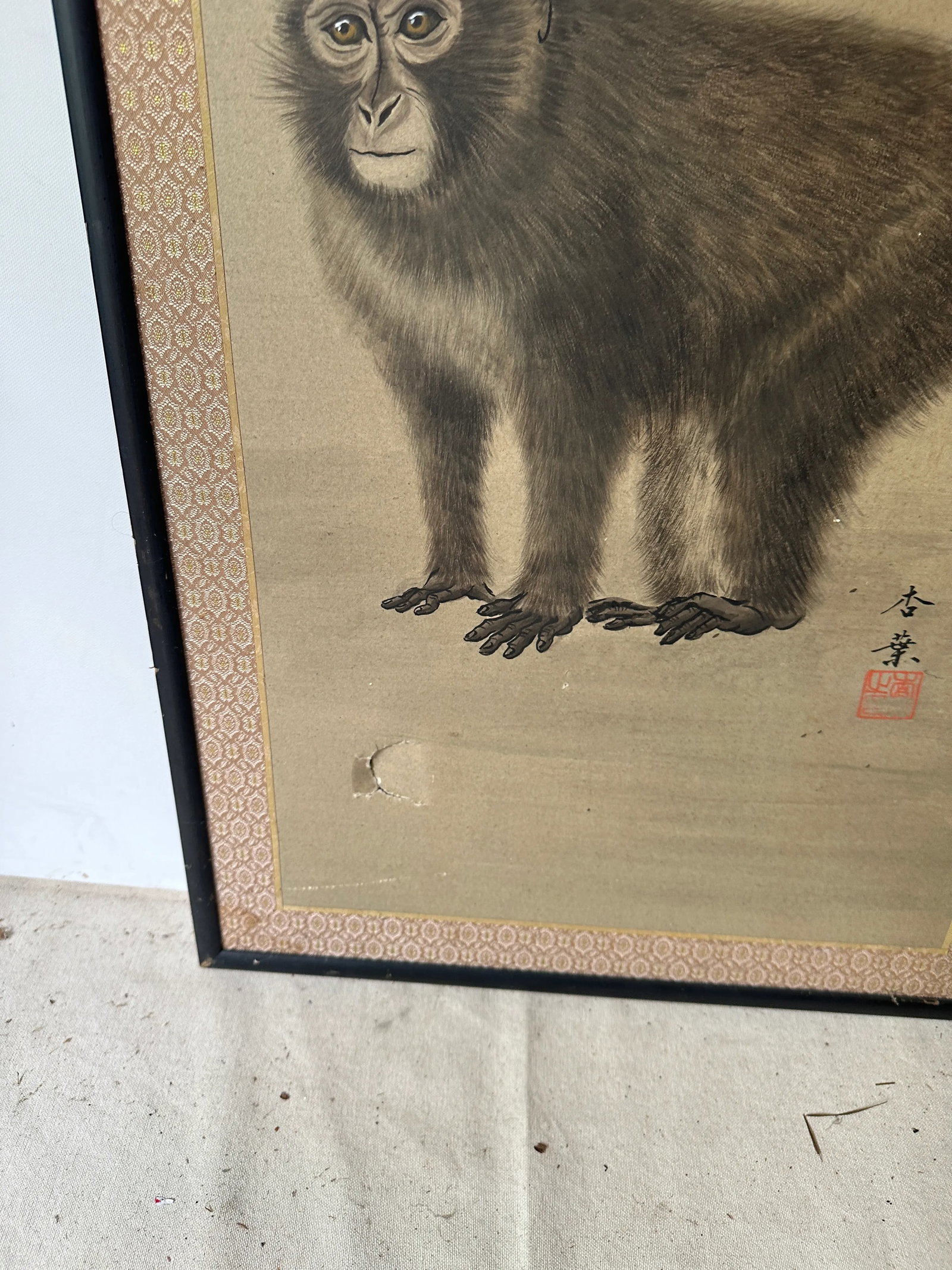 1970s Large Rectangular Monkey Print, Framed - 3